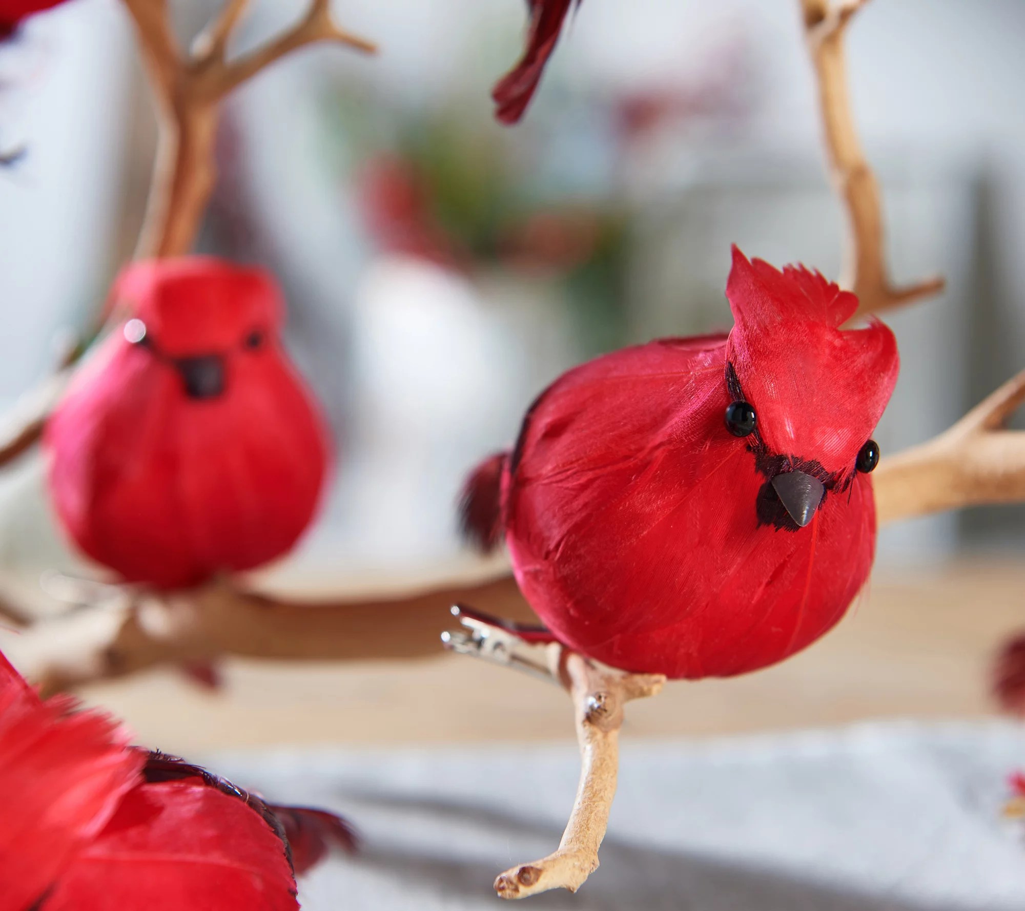 "As Is" Set of 10 Decorative Cardinal Bird Clips by Valerie
