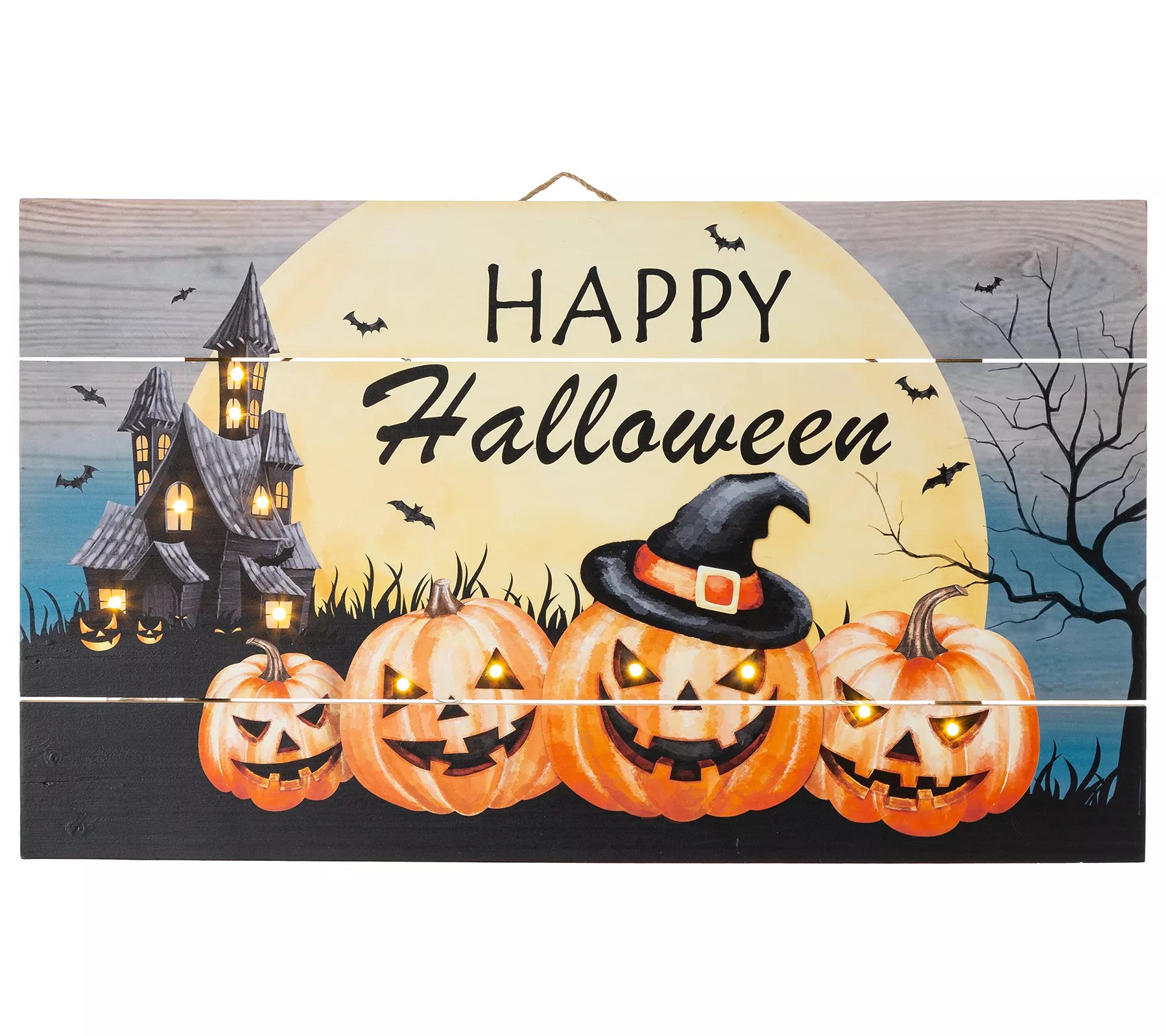 Glitzhome HAPPY HALLOWEEN LED Lighted Wooden Wa ll Decor