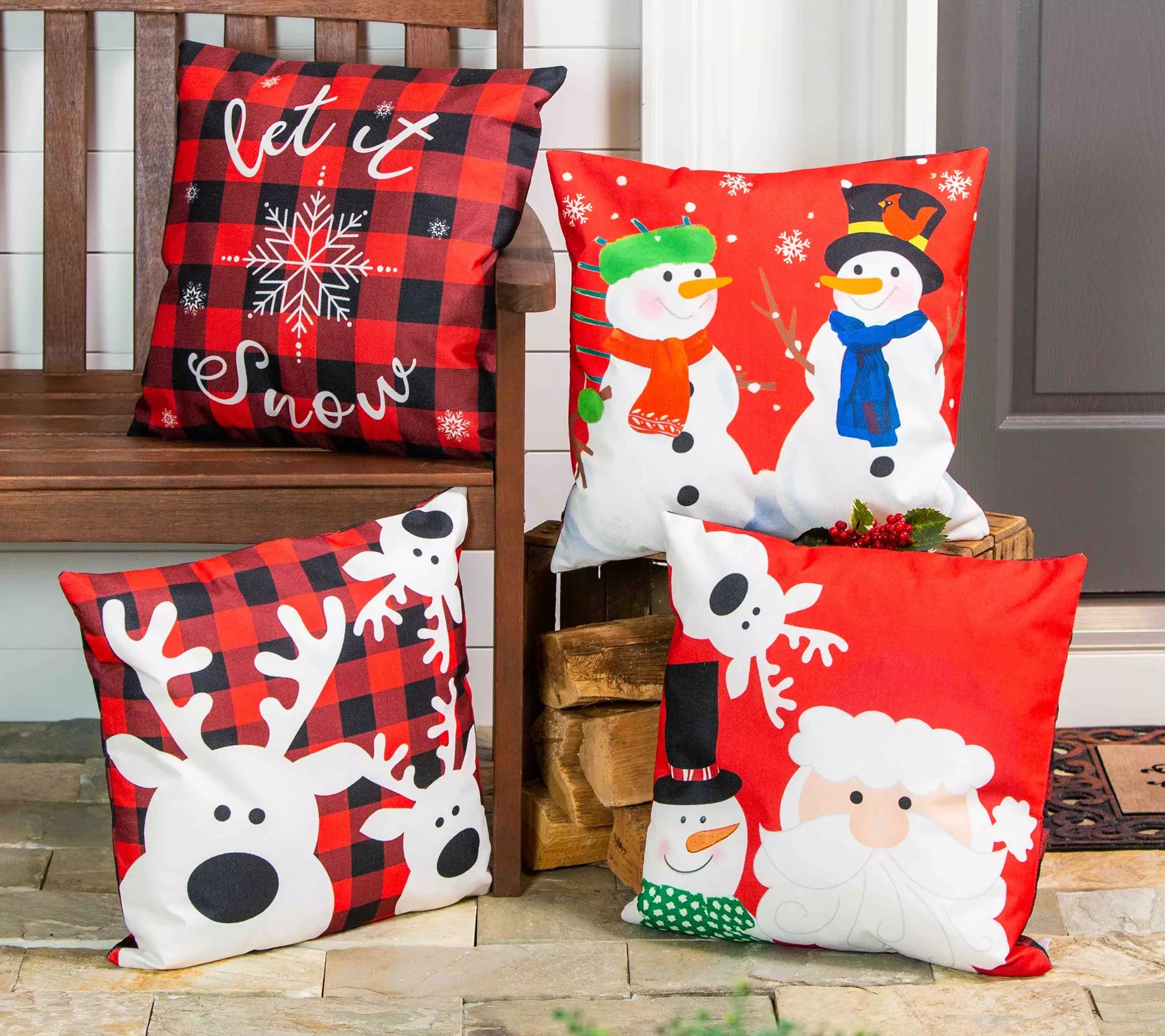 Evergreen Interchangeable Pillow Cover Set of 4, Let It Snow