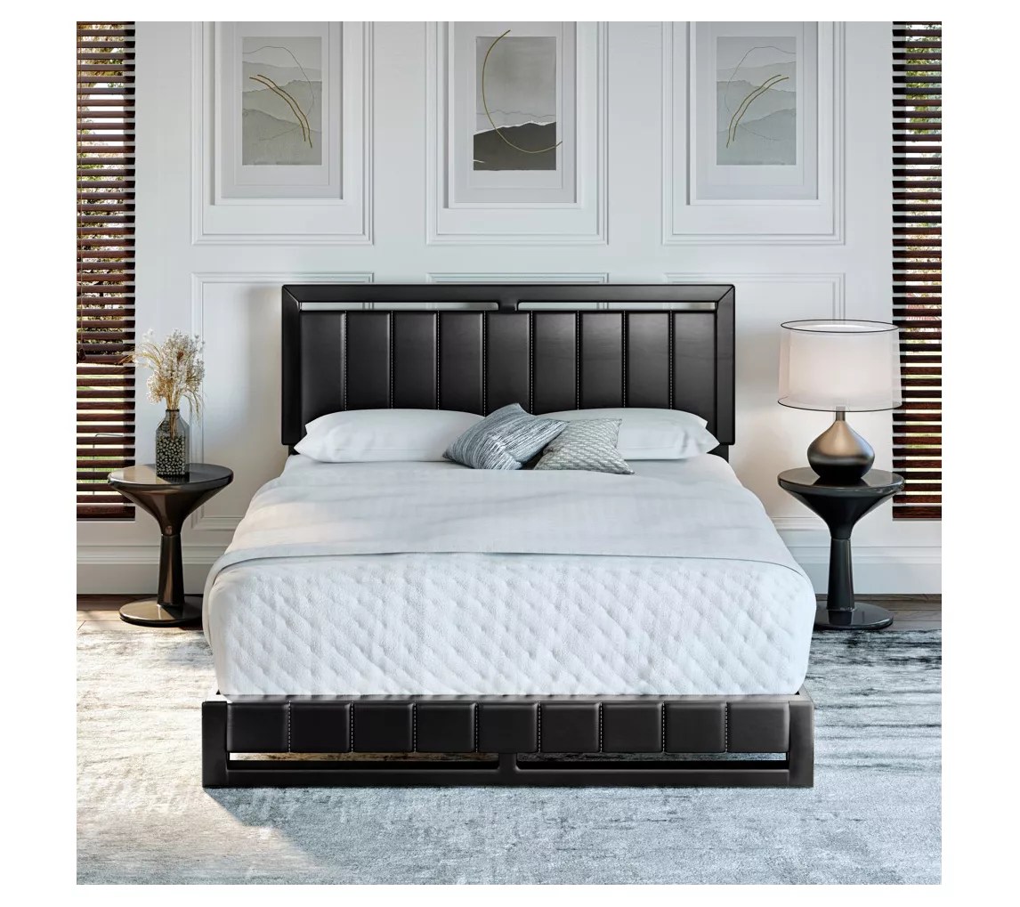 Boyd Sleep Beaumont Upholstered Faux Leather Bed Full Size
