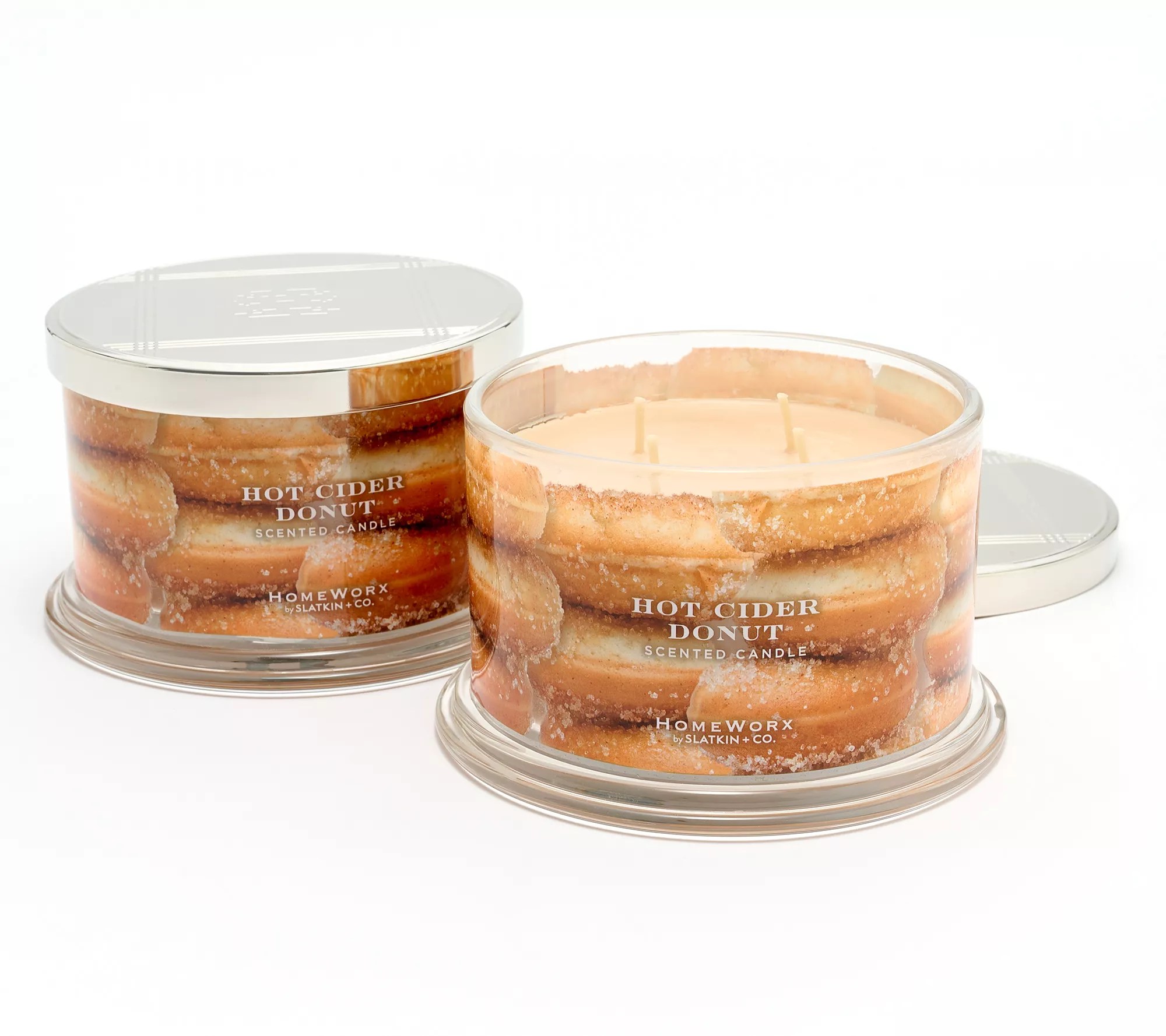 HomeWorx by Slatkin & Co. S/2 Hot Cider Donut 18oz Candles