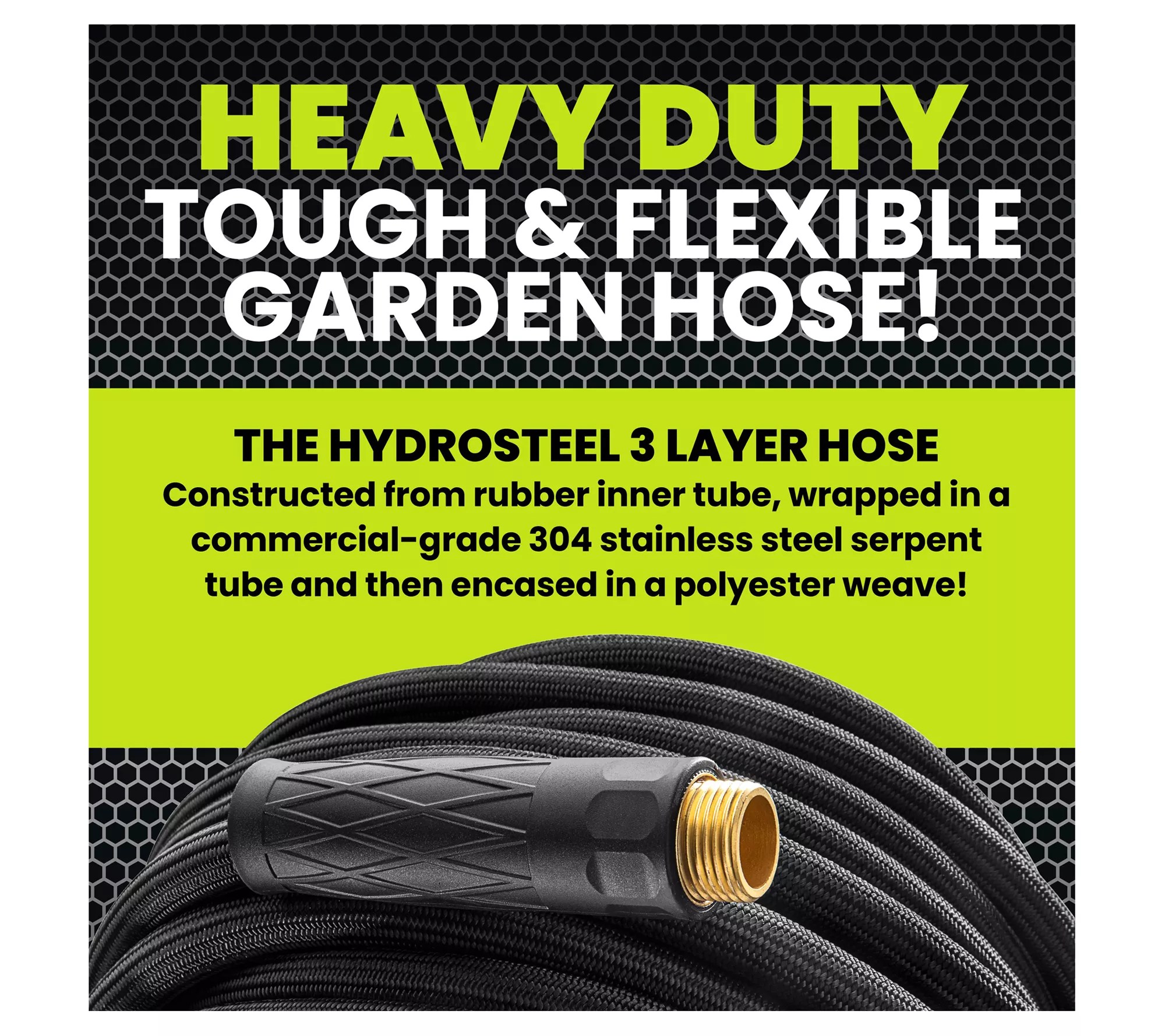 Hydrosteel Pro 50' Heavy Duty Ultra Durable Ste el Garden Hose