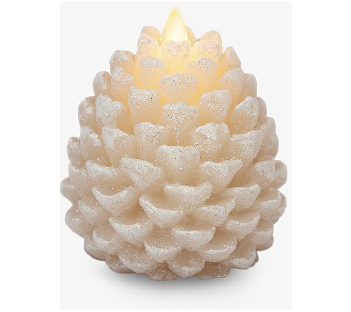 Luminara 4.5" Tall Glitter Coated PineconeFigural Candle