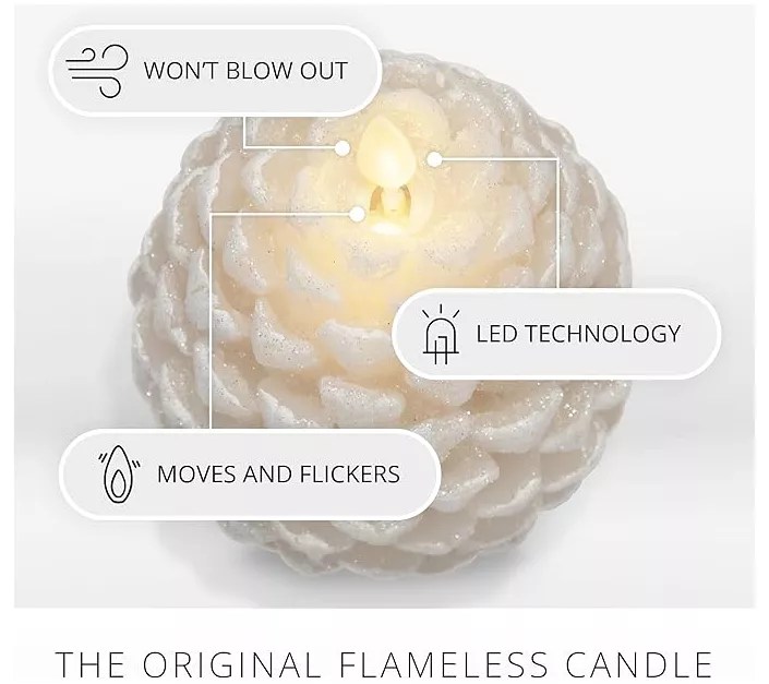 Luminara 4.5" Tall Glitter Coated PineconeFigural Candle