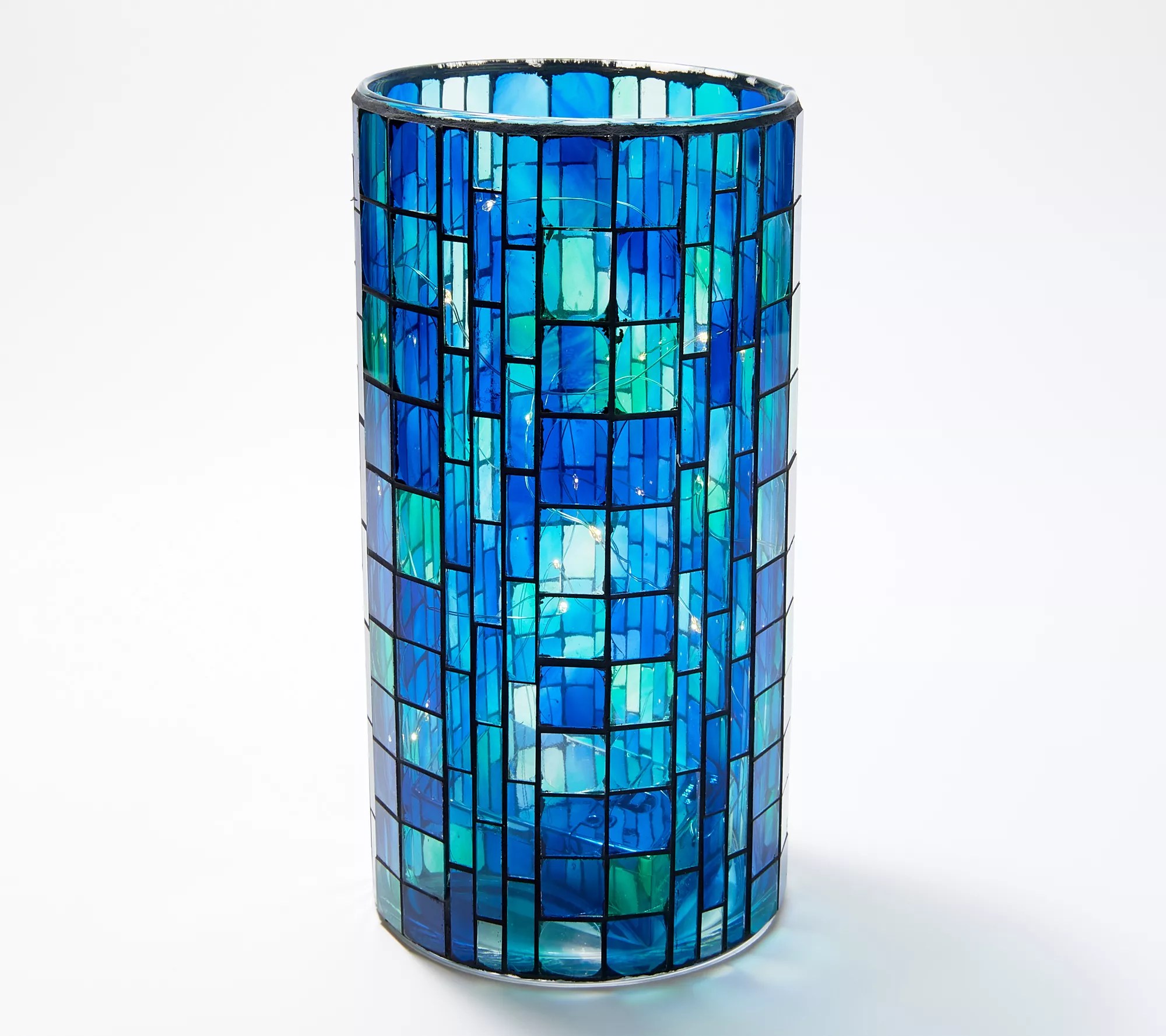 10" Illuminated Mosaic Tile Hurricane by Valerie