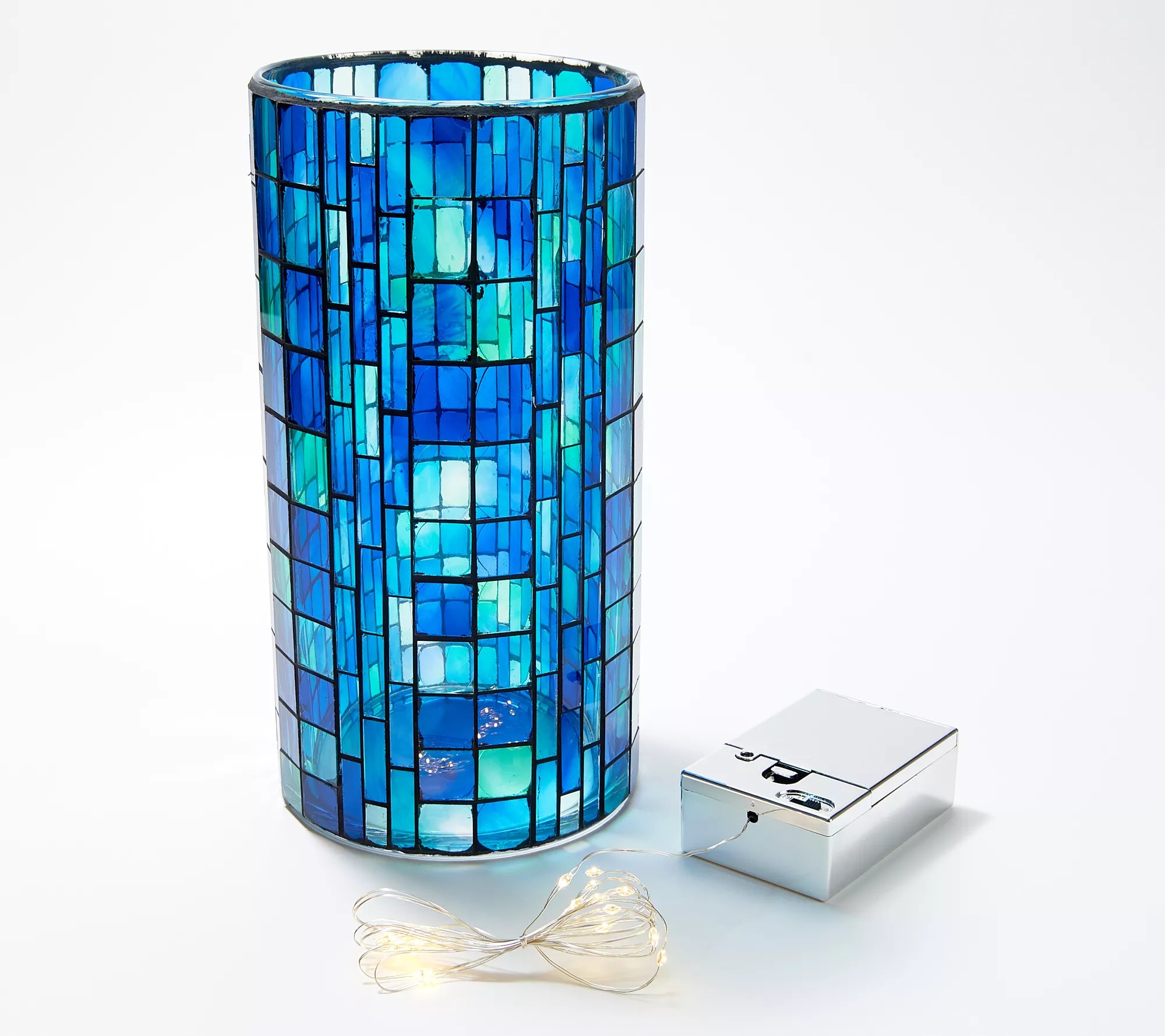 10" Illuminated Mosaic Tile Hurricane by Valerie