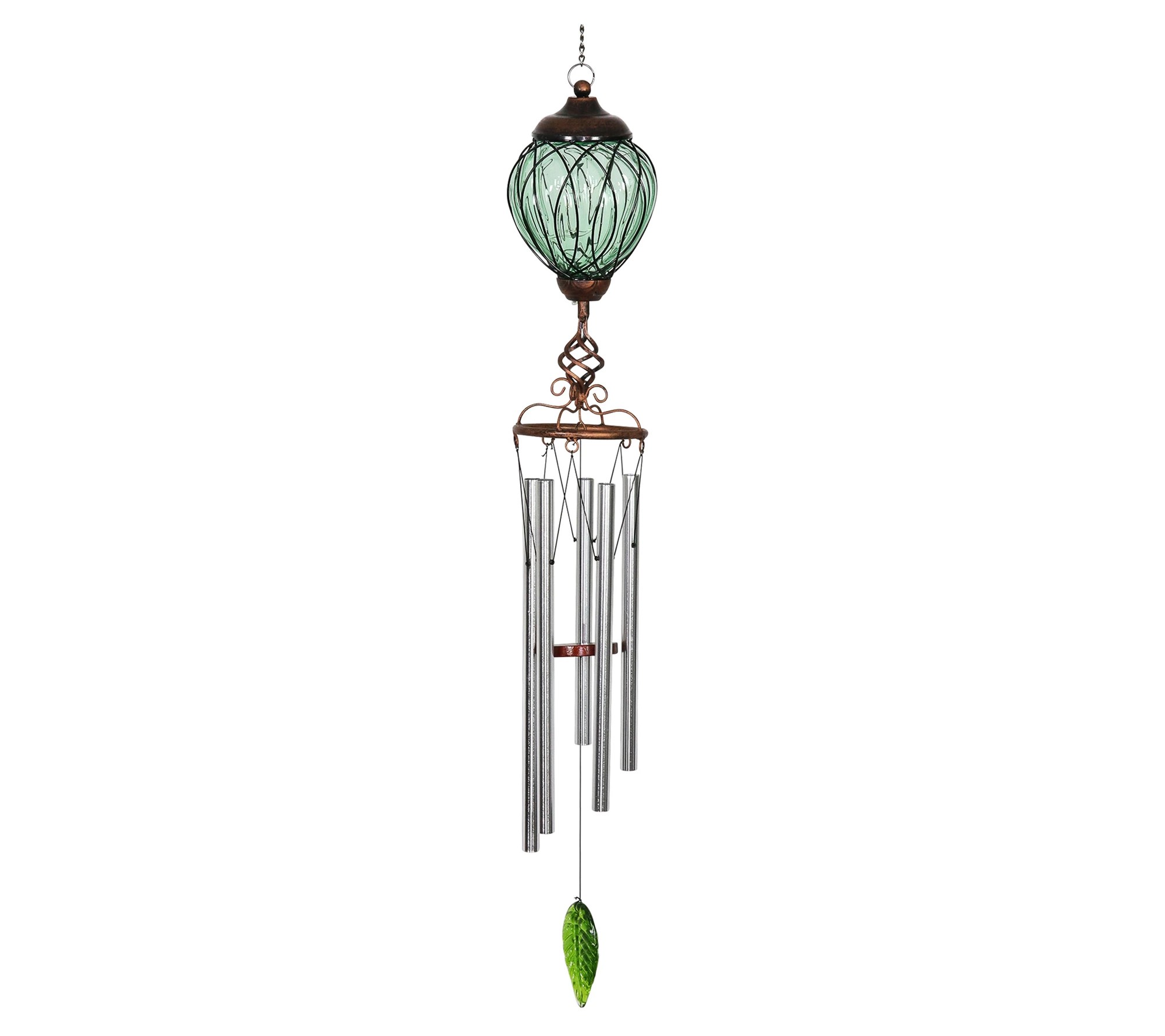 Solar Metal Wire and Glass Wind Chime Orb Linkby Exhart
