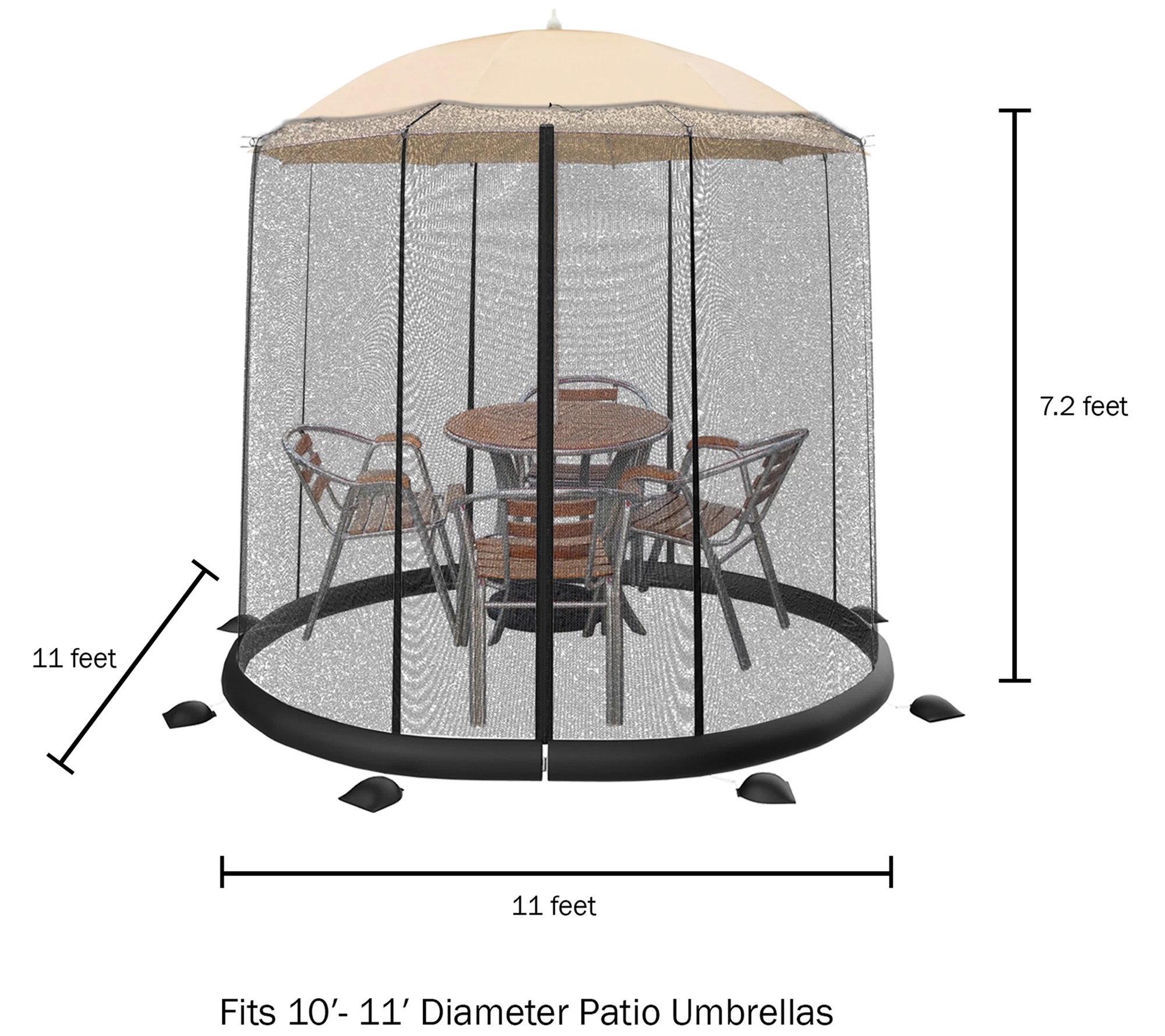 Pure Garden Patio Umbrella Mosquito Net For 1011' Umbrellas