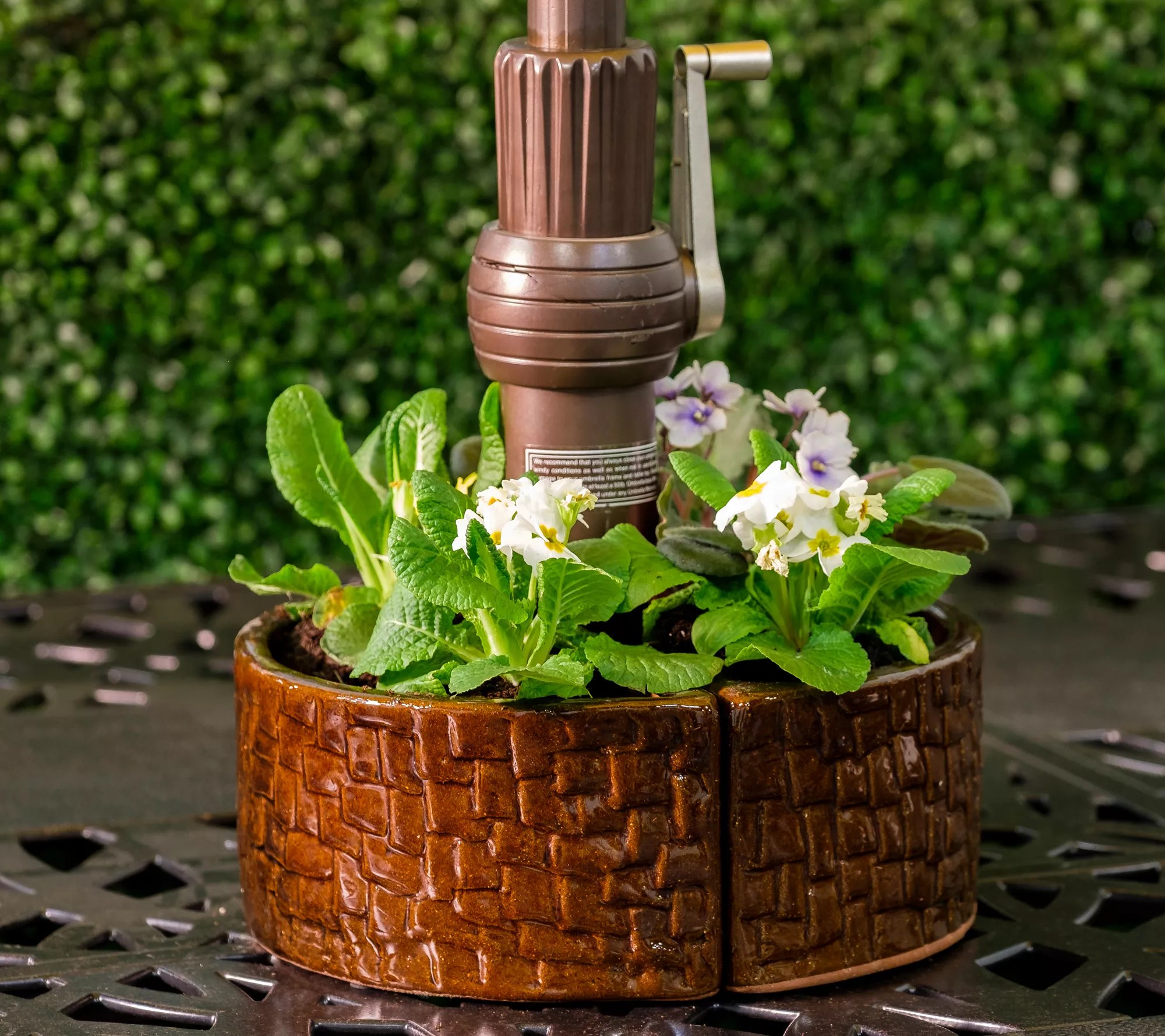 Alfresco Home Outdoor TwoPiece Cobblestone Umbrella Planter