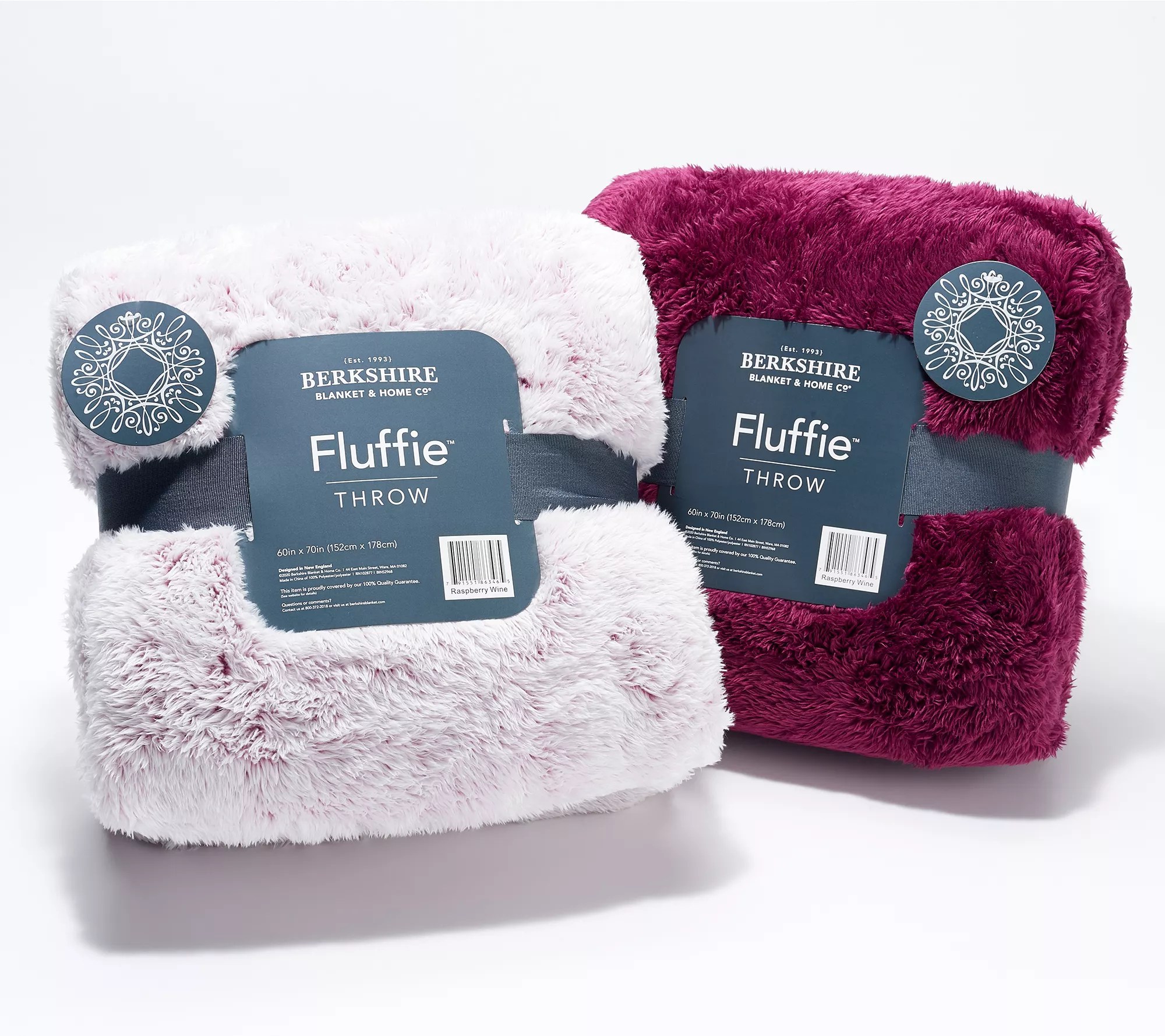 Berkshire Blanket (2) 60" x 70" Solid & Tipped Fluffie Throws