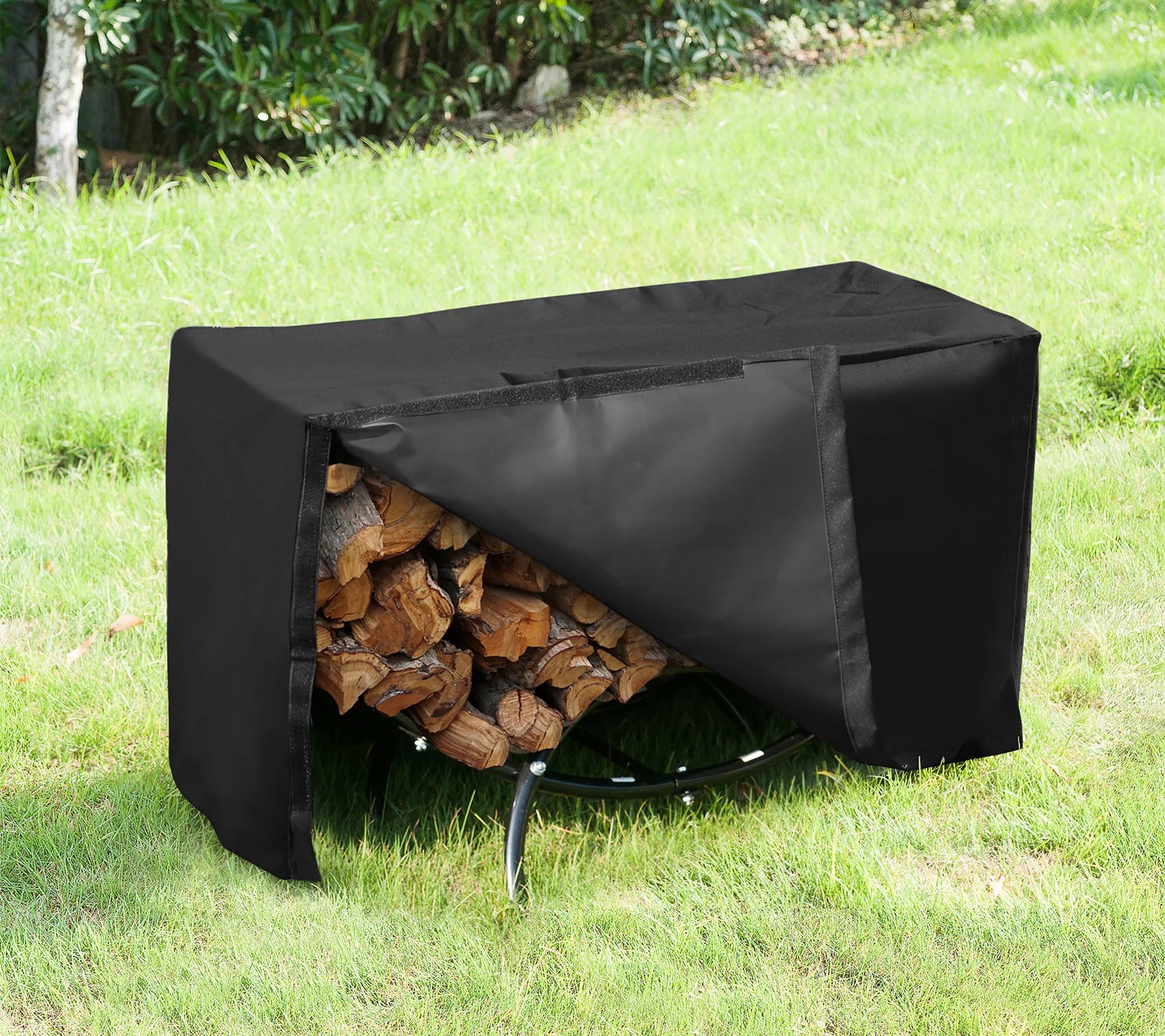 Earth Worth 8' Firewood Log Rack Cover, Black