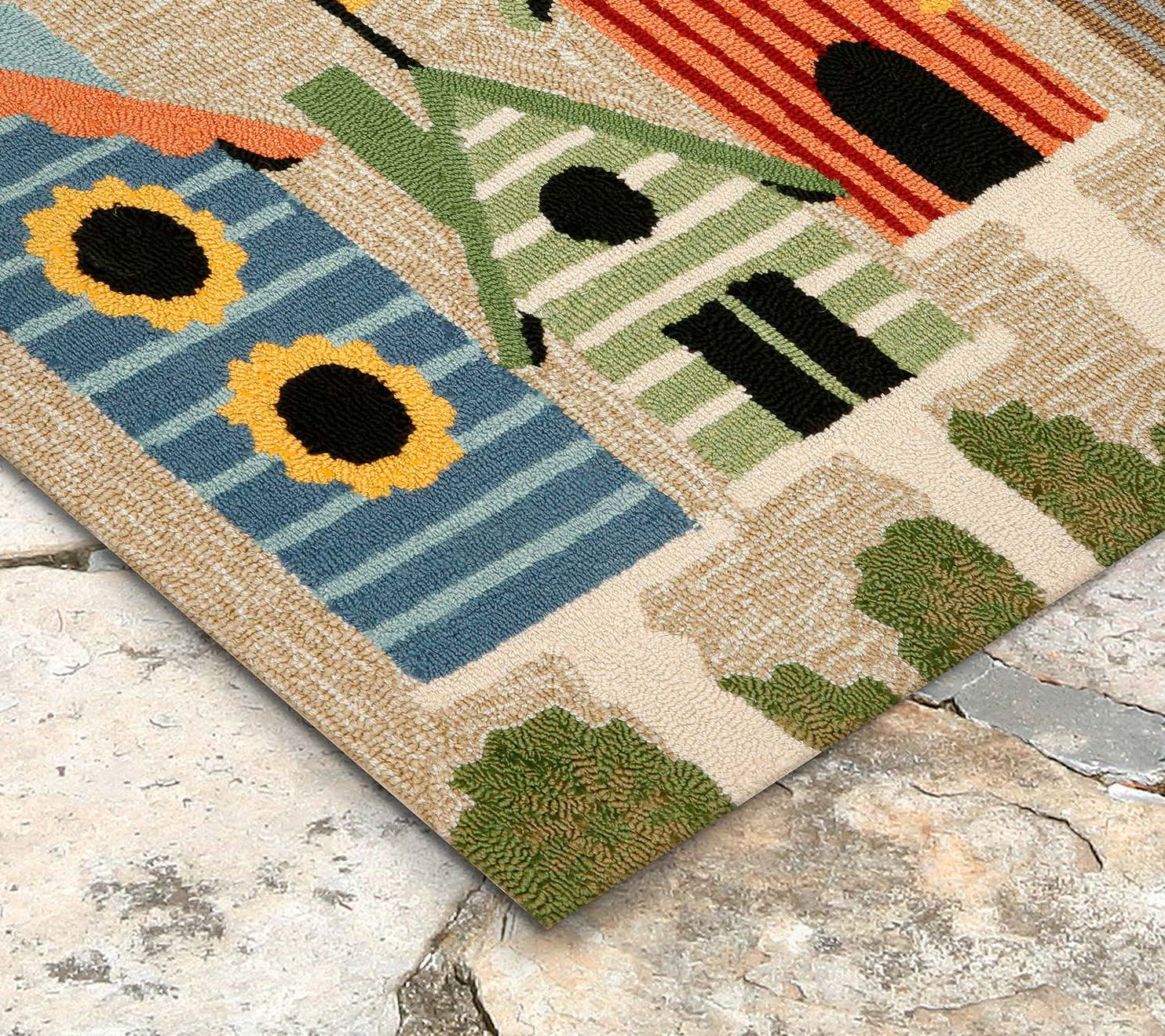 Liora Manne Frontporch Birdhouses In/Out Rug Multi 24"X60"