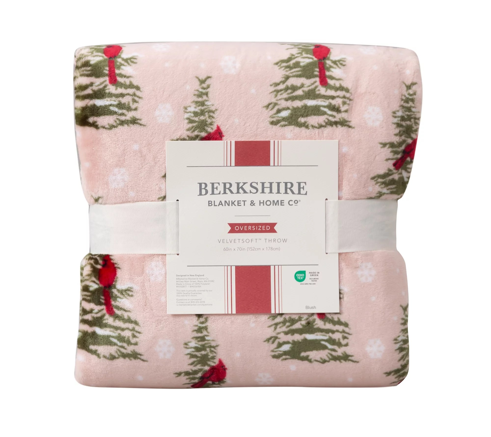 Berkshire Blanket 60x70 Velvetsoft Cardinal Printed Throw