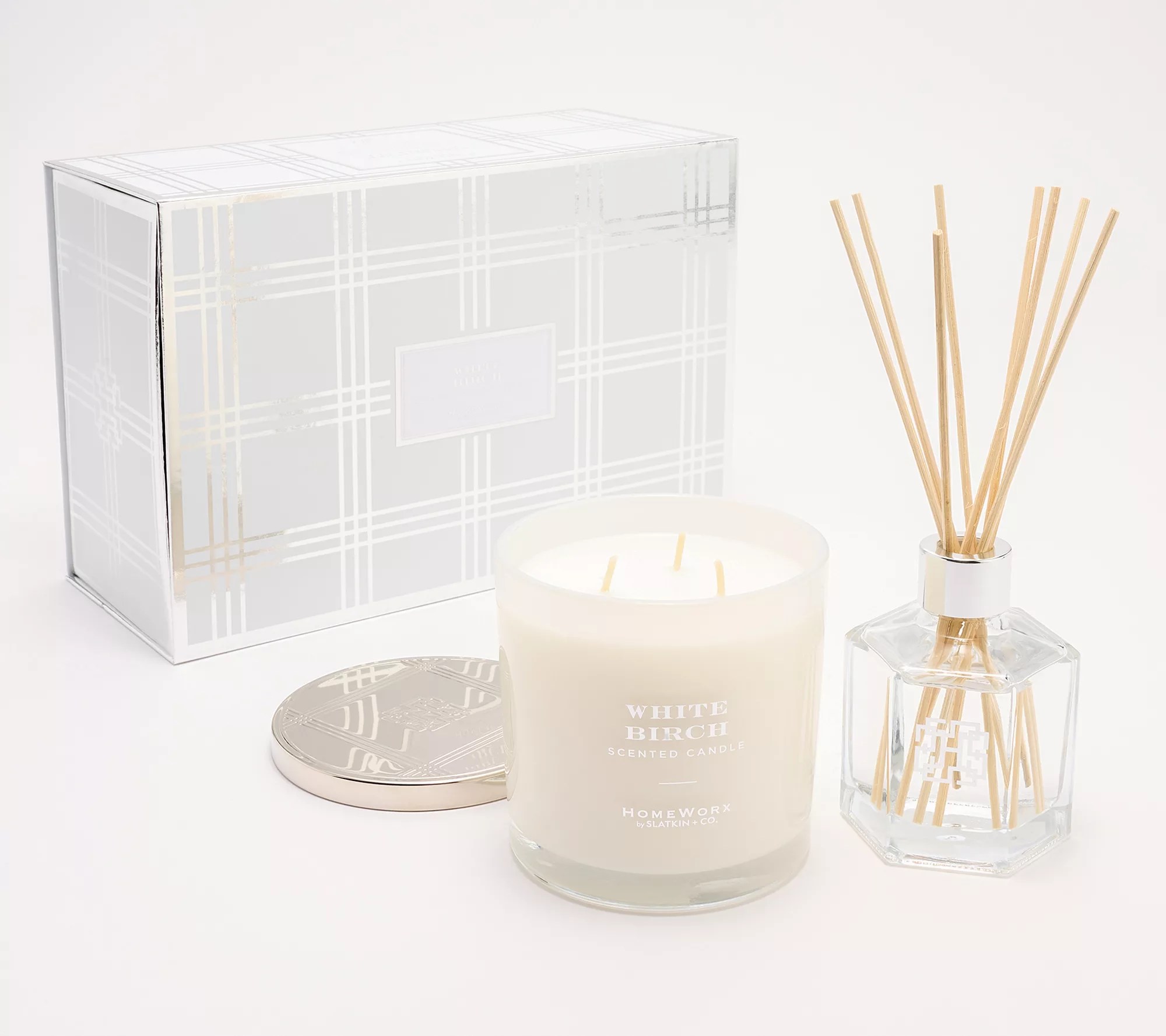 HomeWorx by Slatkin & Co. White Birch Candle and Diffuser Set