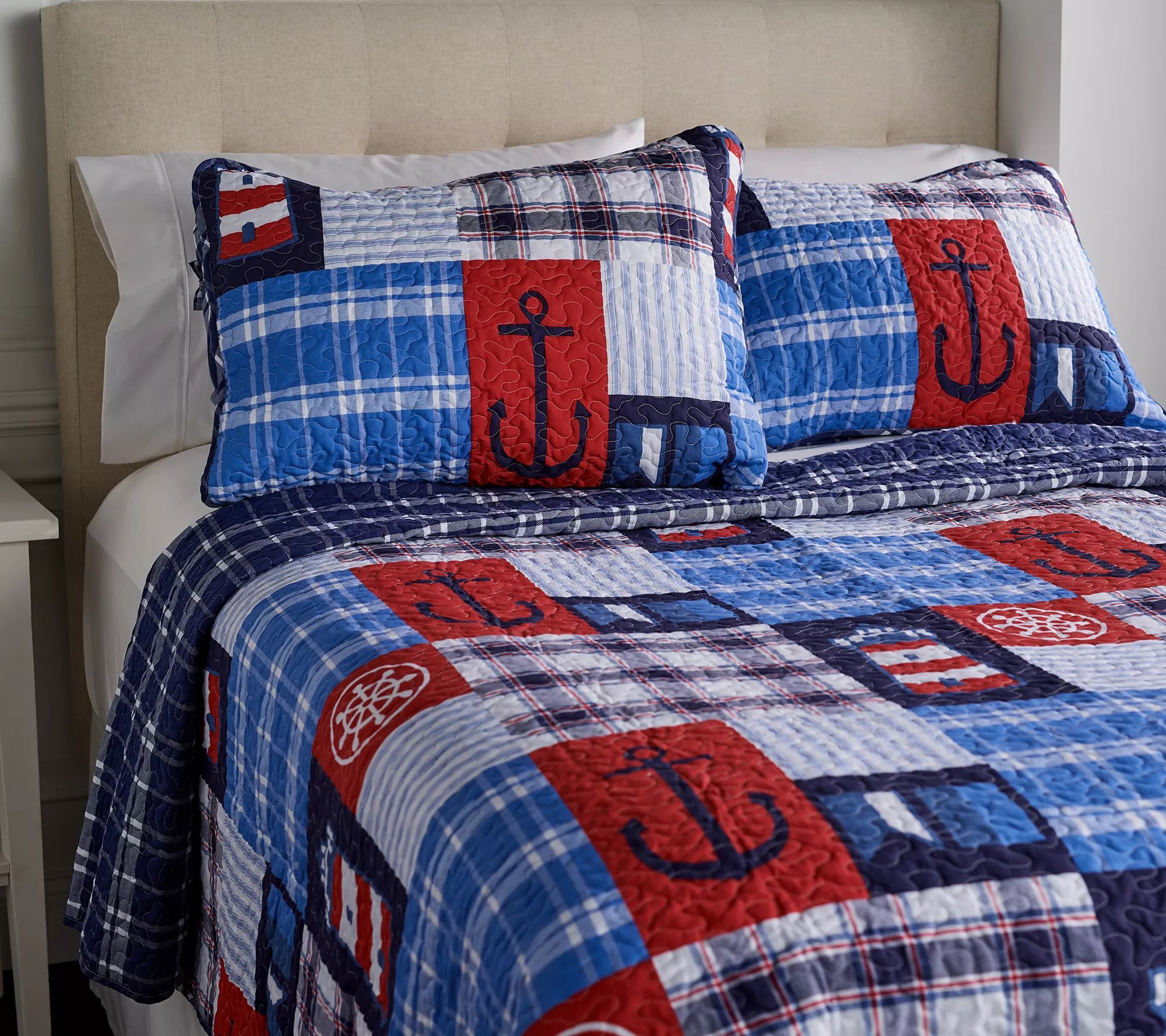 Home Reflections Coastal Theme Quilt Set with Tote Twin