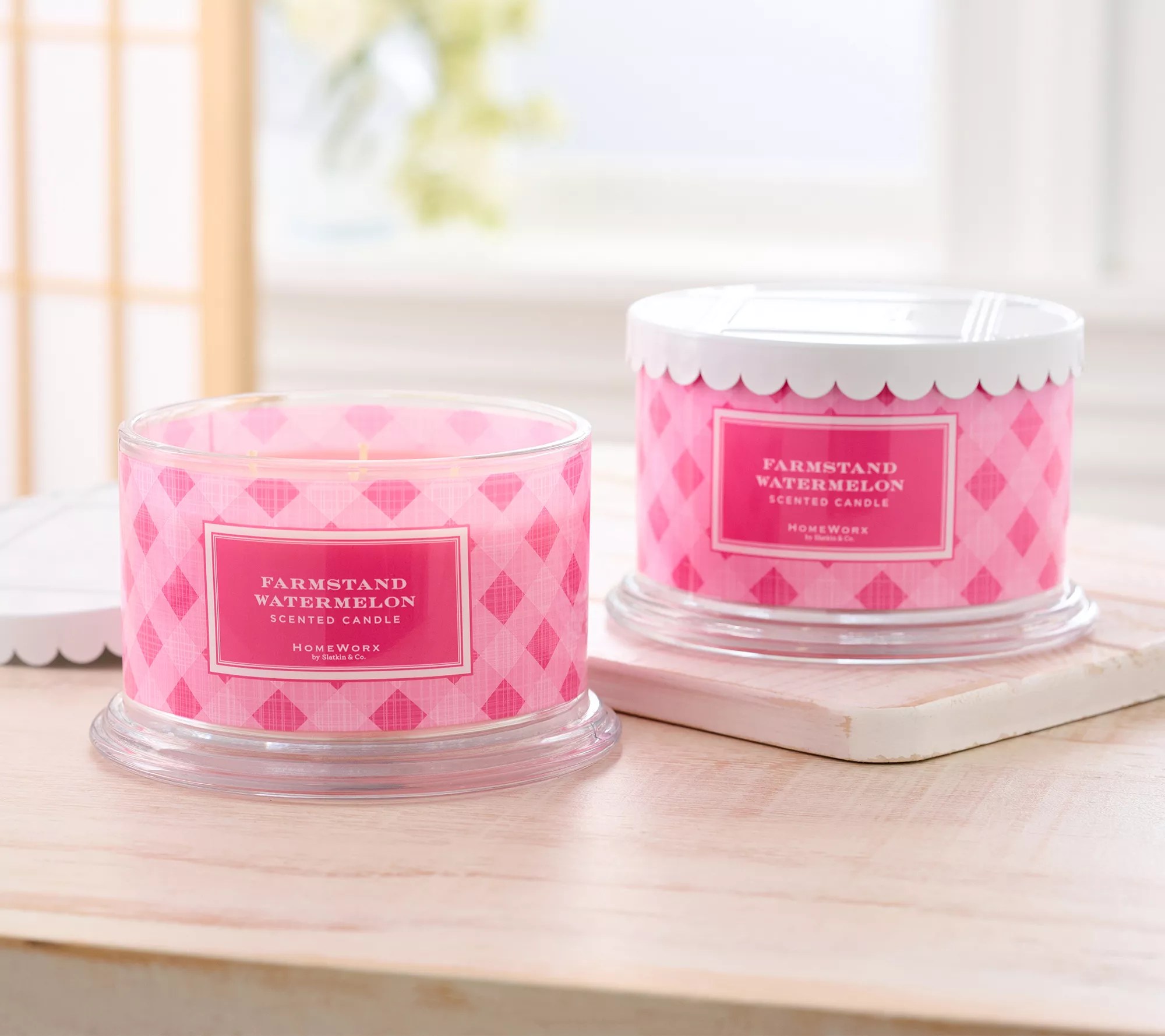 HomeWorx by Slatkin & Co. S/2 Farmstand Watermelon 18oz Candles
