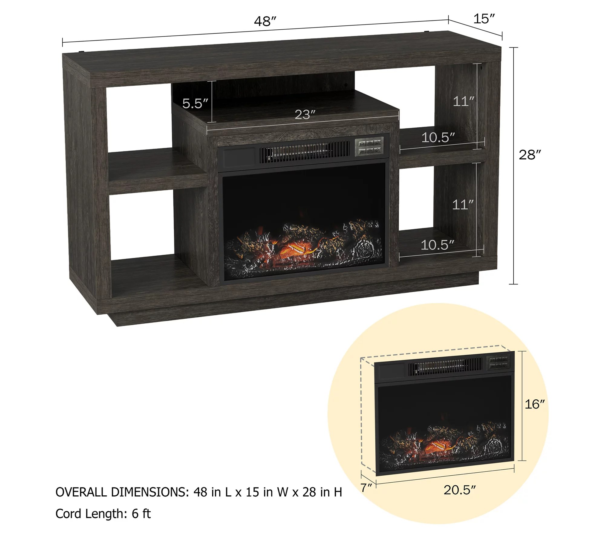 Northwest Electric Fireplace 50" TV Stand Entertainment Center