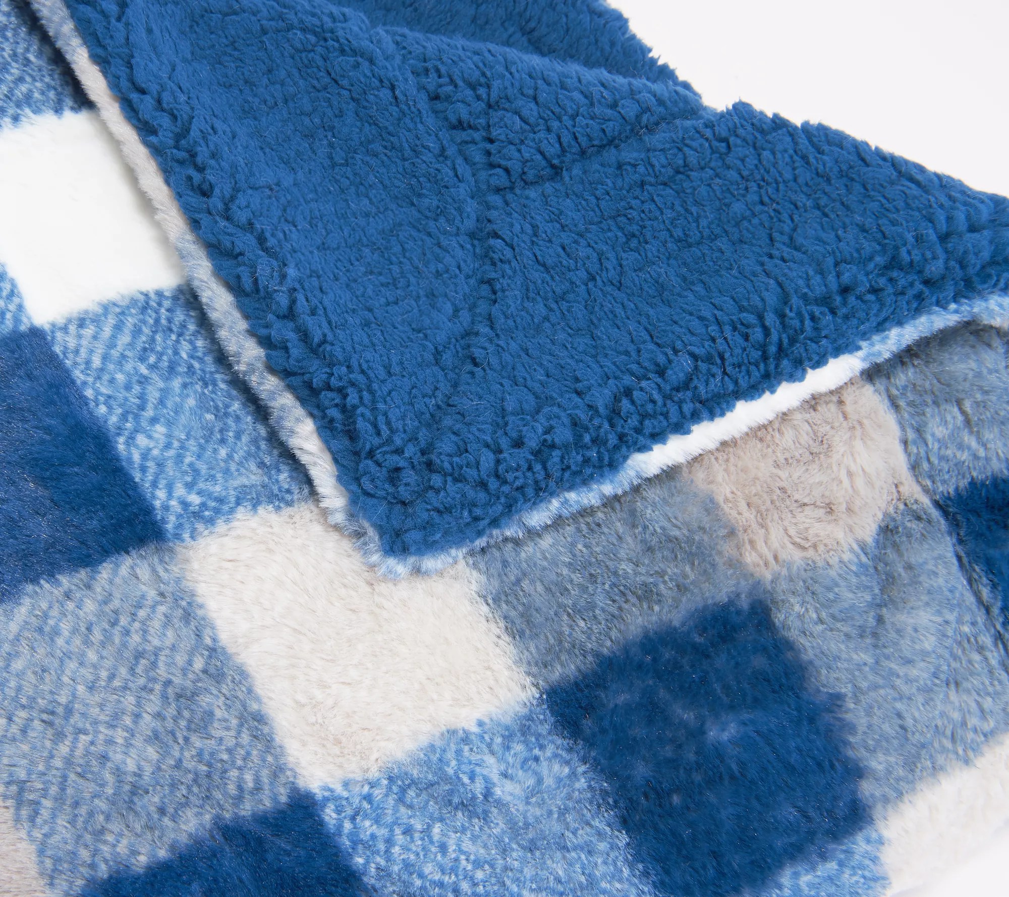 Berkshire Blanket 60"x70" Plaid Faux Fur Reverse to Sherpa Throw