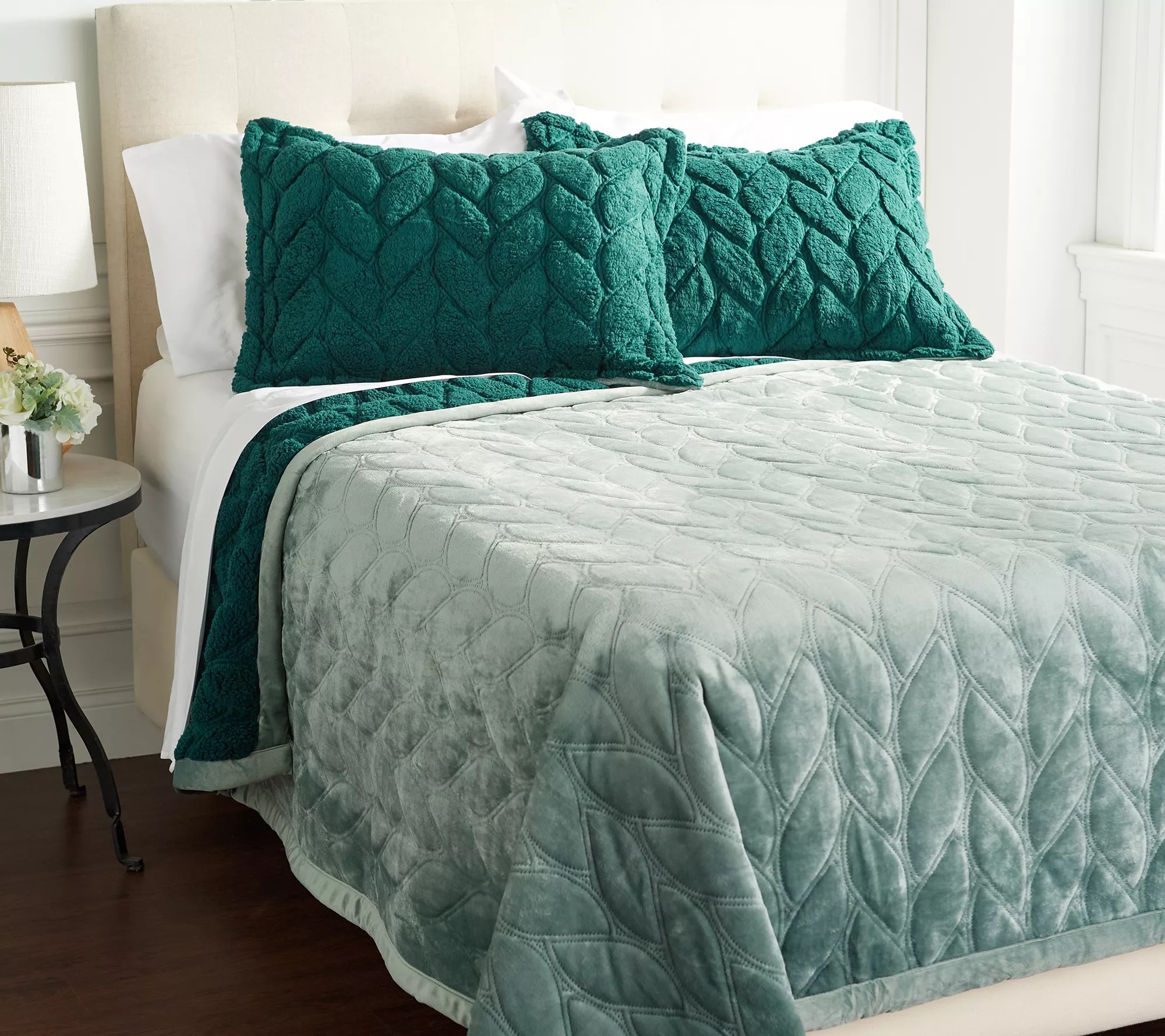 Berkshire Ultrasonic Loftmink Sherpa Blanket w/Shams Full