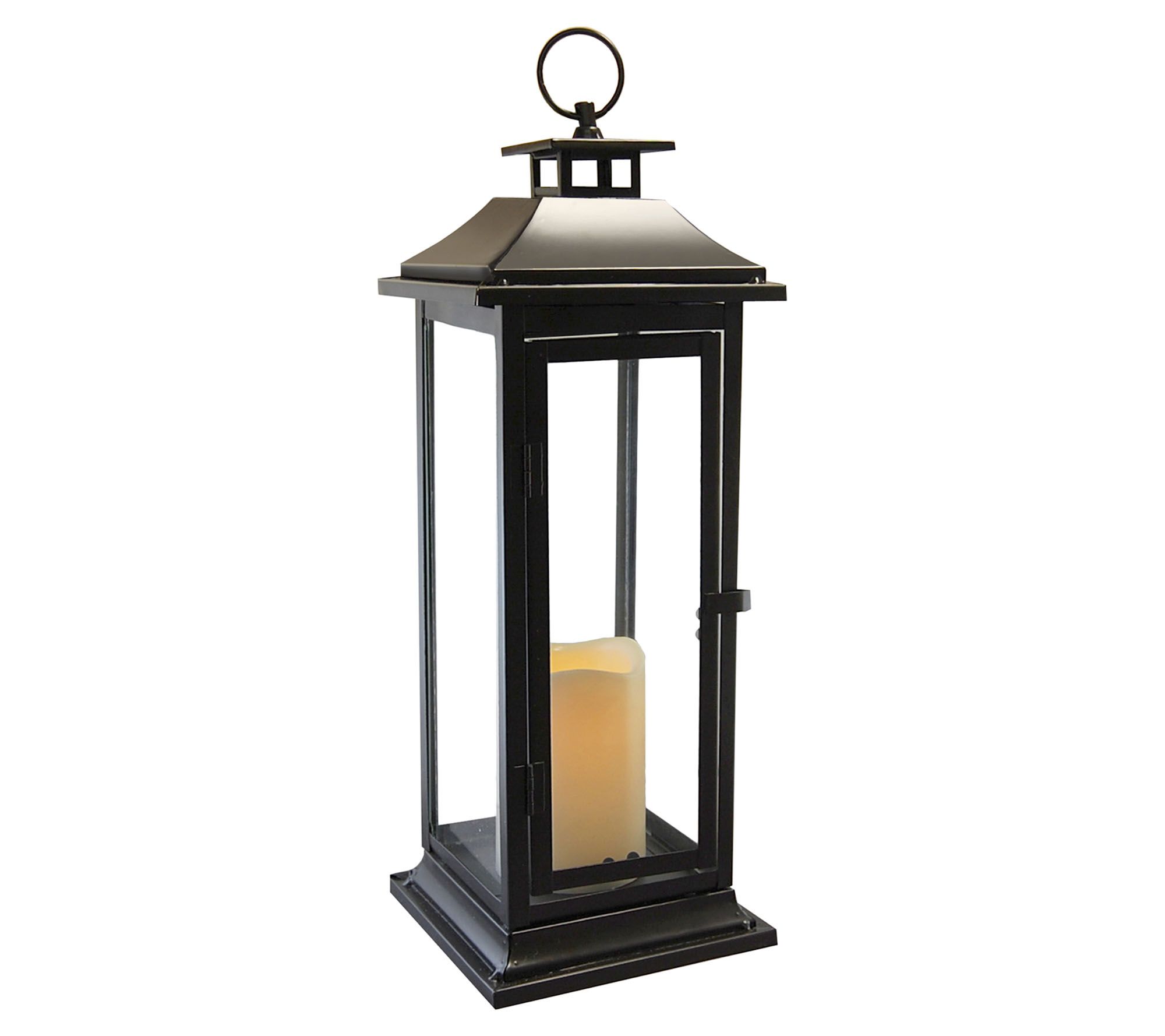 LumaBase Traditional Metal Lantern with LED Flameless Candle