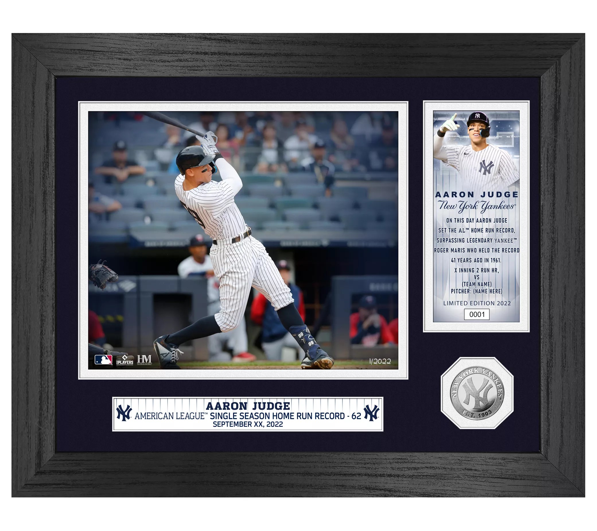 Highland Mint Aaron Judge Single Season Home Run Record Photo