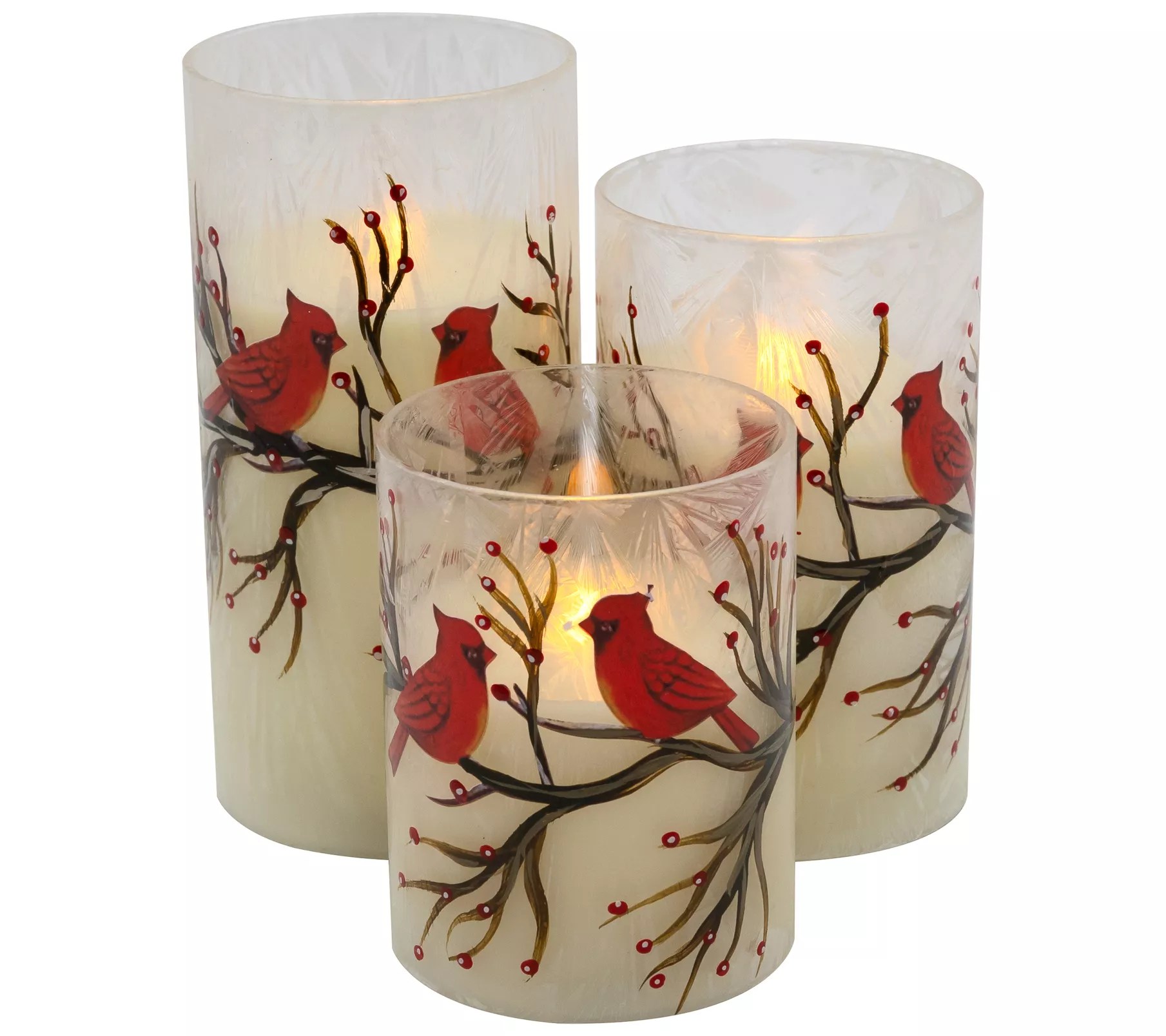 LumaBase 3ct Cardinals BatteryOperated Glass/Wax Candles