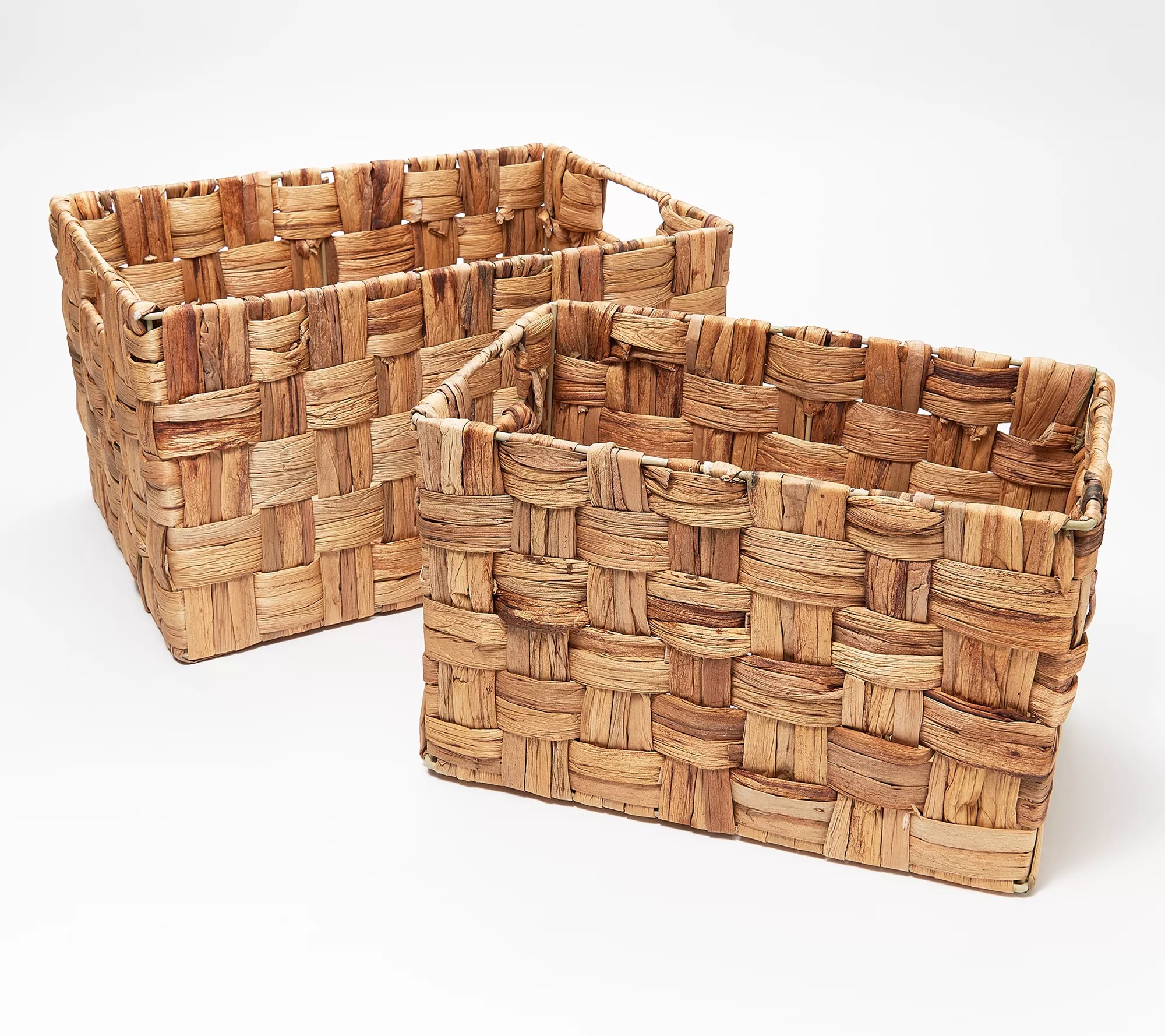 "As Is" Pacific Thyme Set of 2 Nesting Woven Water Hyacinth Storage