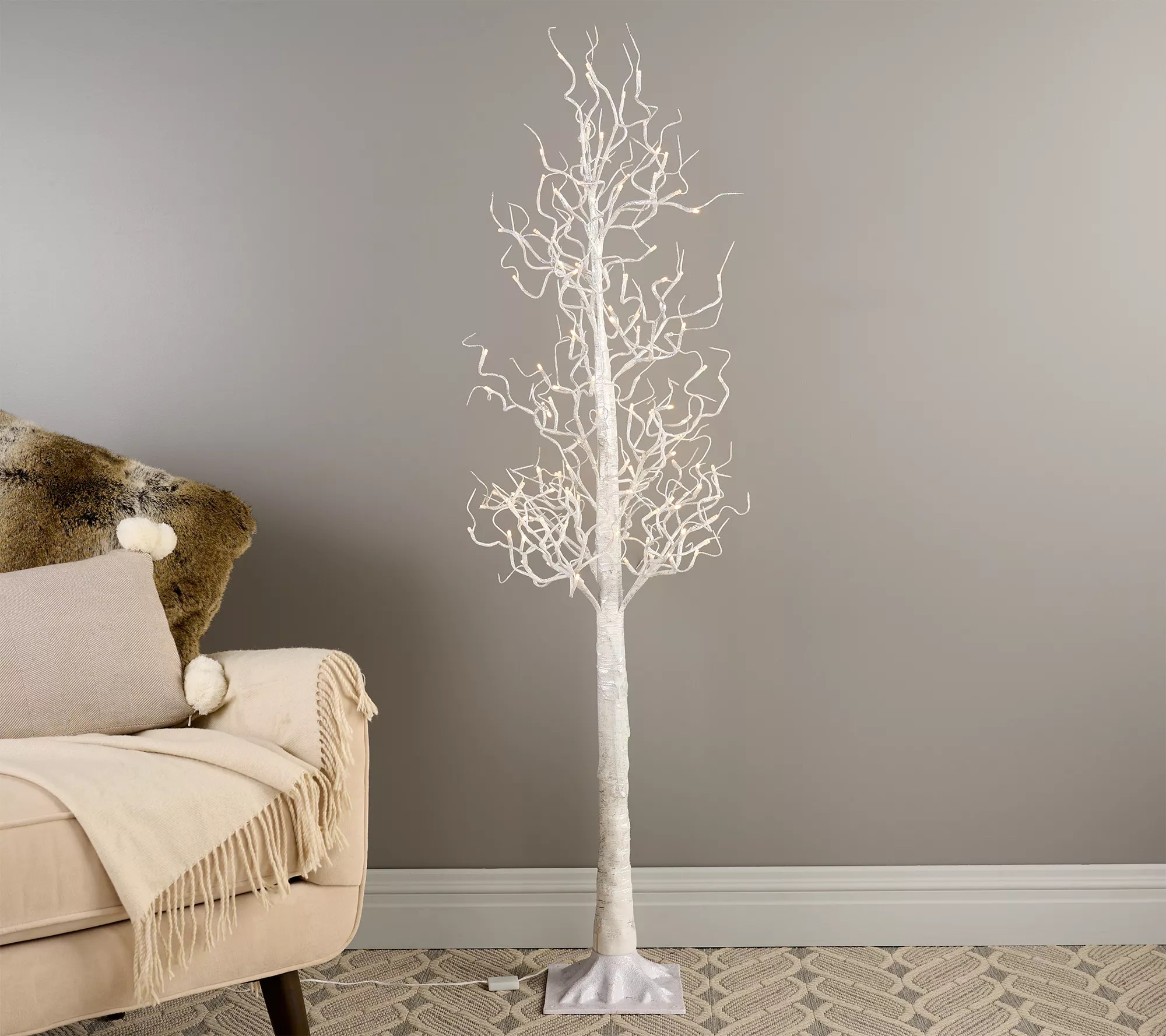 "As Is" 5' Indoor/Outdoor 5' Twinkling Birch Tree with Remote