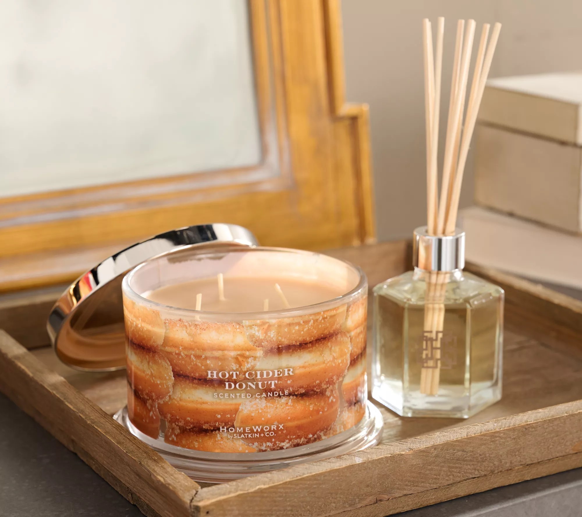 HomeWorx by Slatkin & Co. Hot Cider Donut 18oz Candle & Diffuser