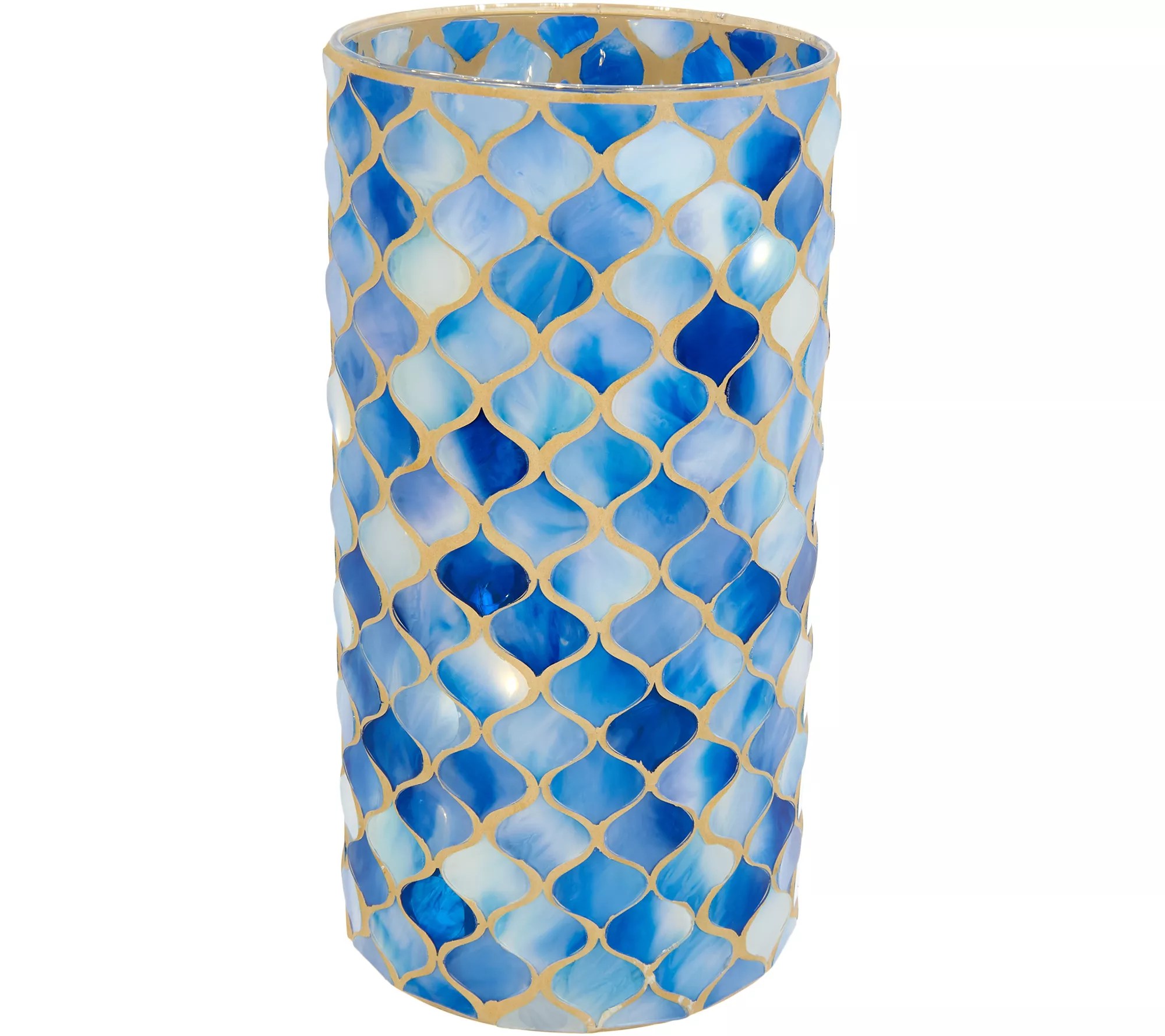 10" Illuminated Quatrefoil Mosaic Hurricane by Valerie