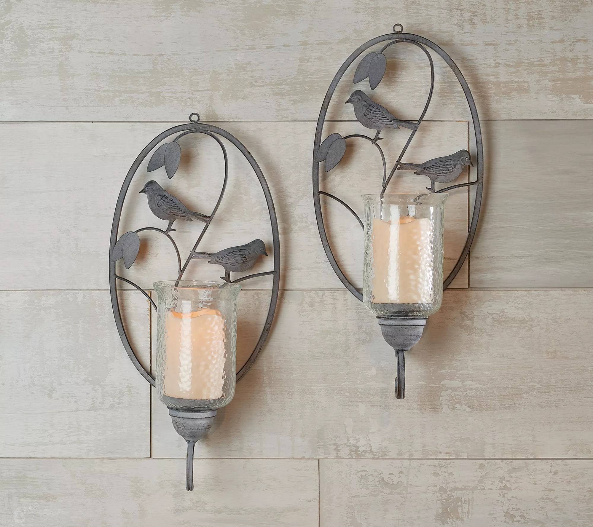 "As Is" Set of 2 Illuminated Bird and Vine Wall Sconces by Valerie