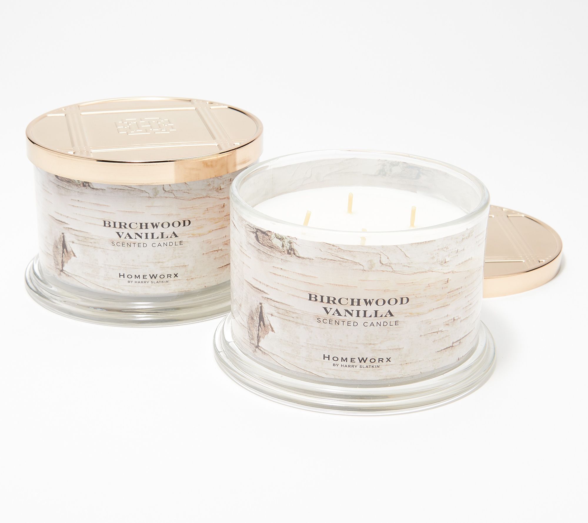 "As Is" HomeWorx by Harry Slatkin S/2 Birchwood Vanilla Candles