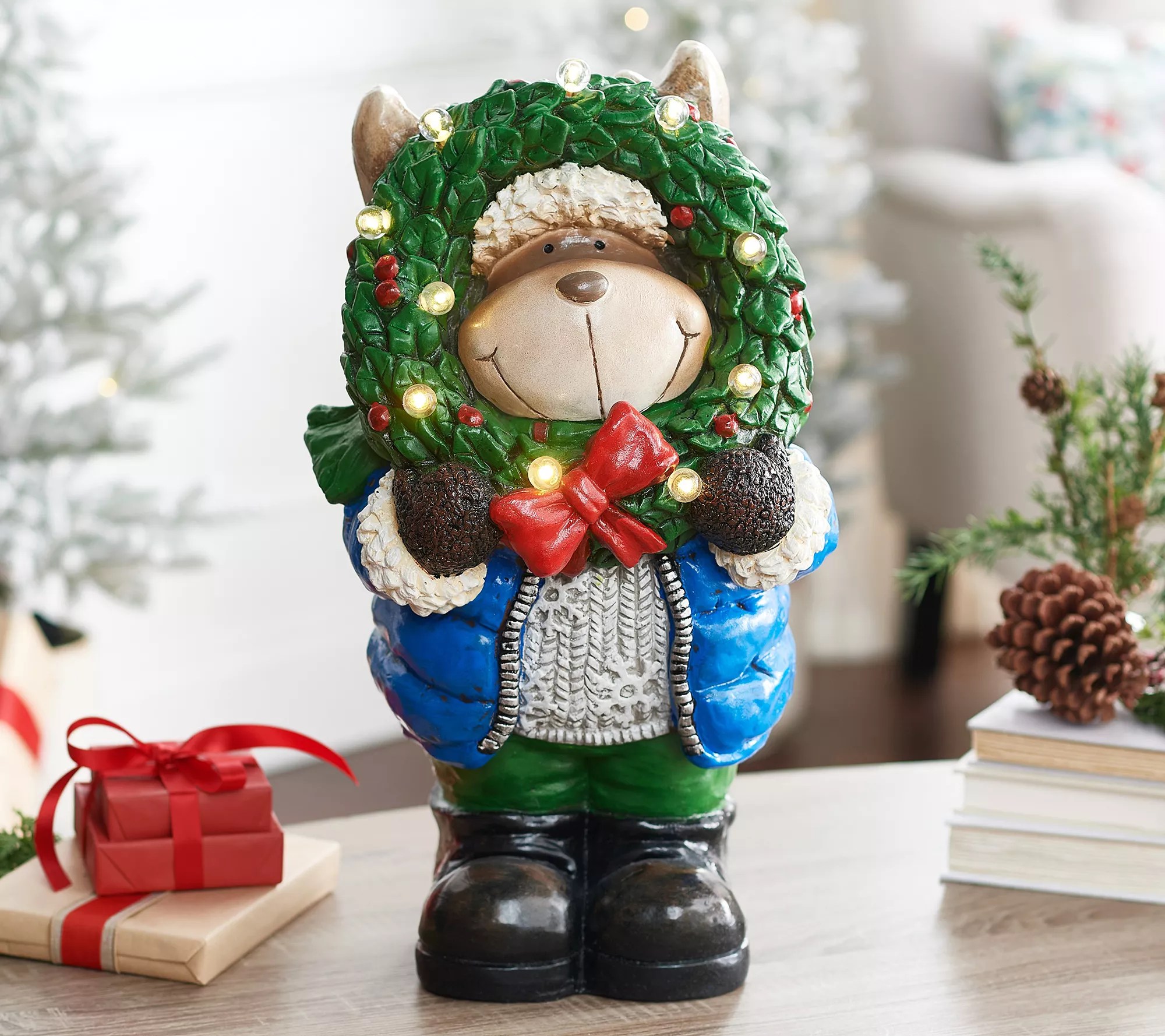 Kringle Express 19" Illuminated Holiday Friend With Wreath