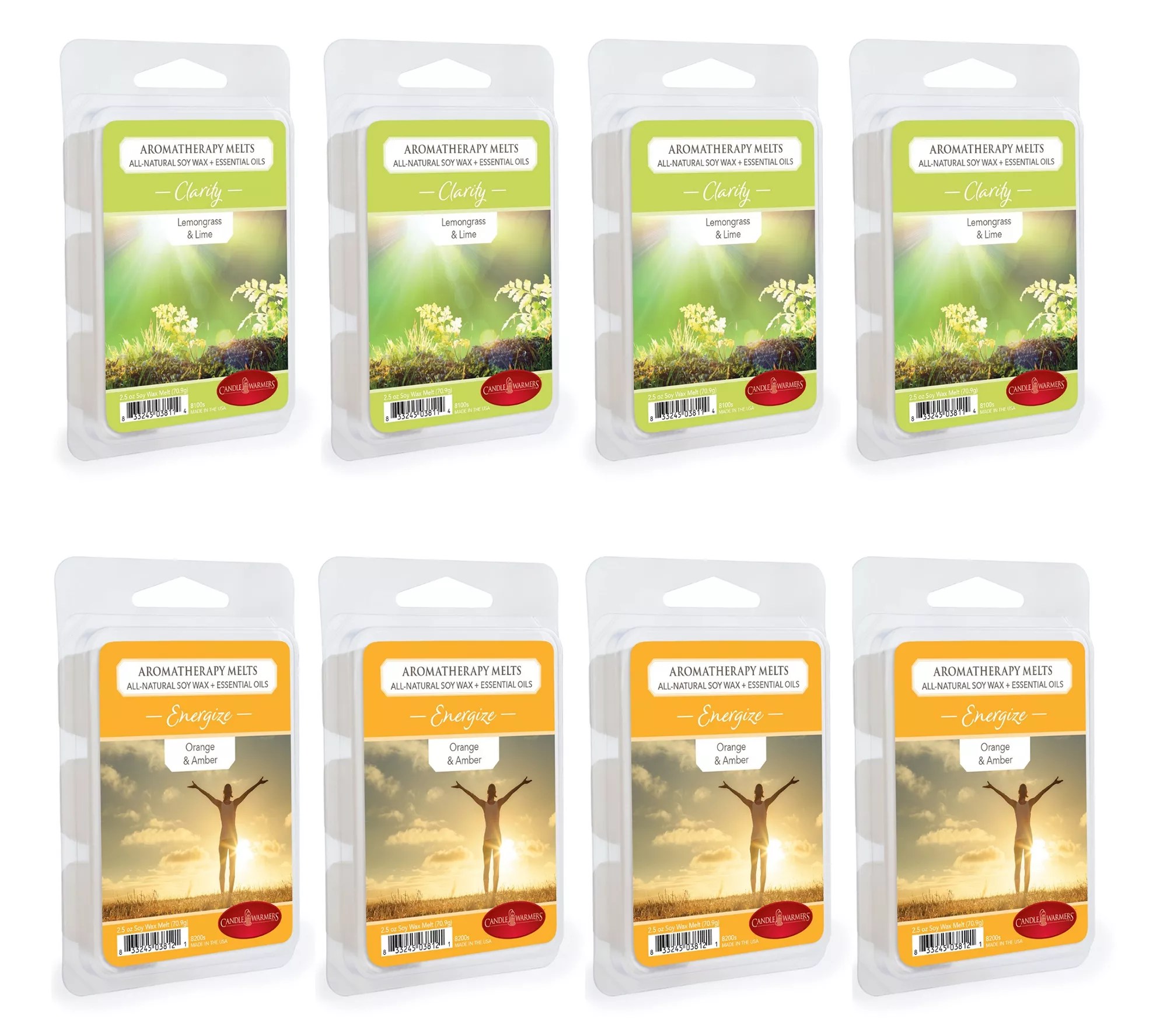 Candle Warmers 8 Pk Wax Melt Aromatherapy Clarity, Energize