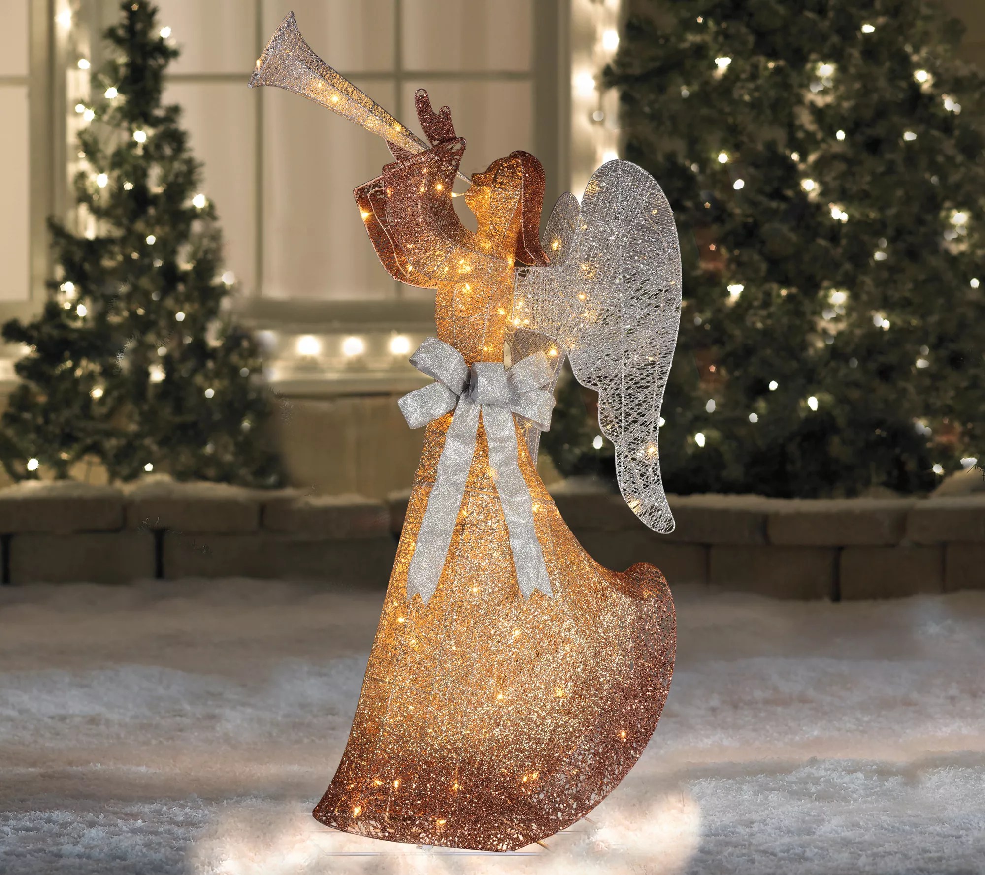 Northlight 63" Gold LED Lighted Angel w/ Trumpet Outdoor