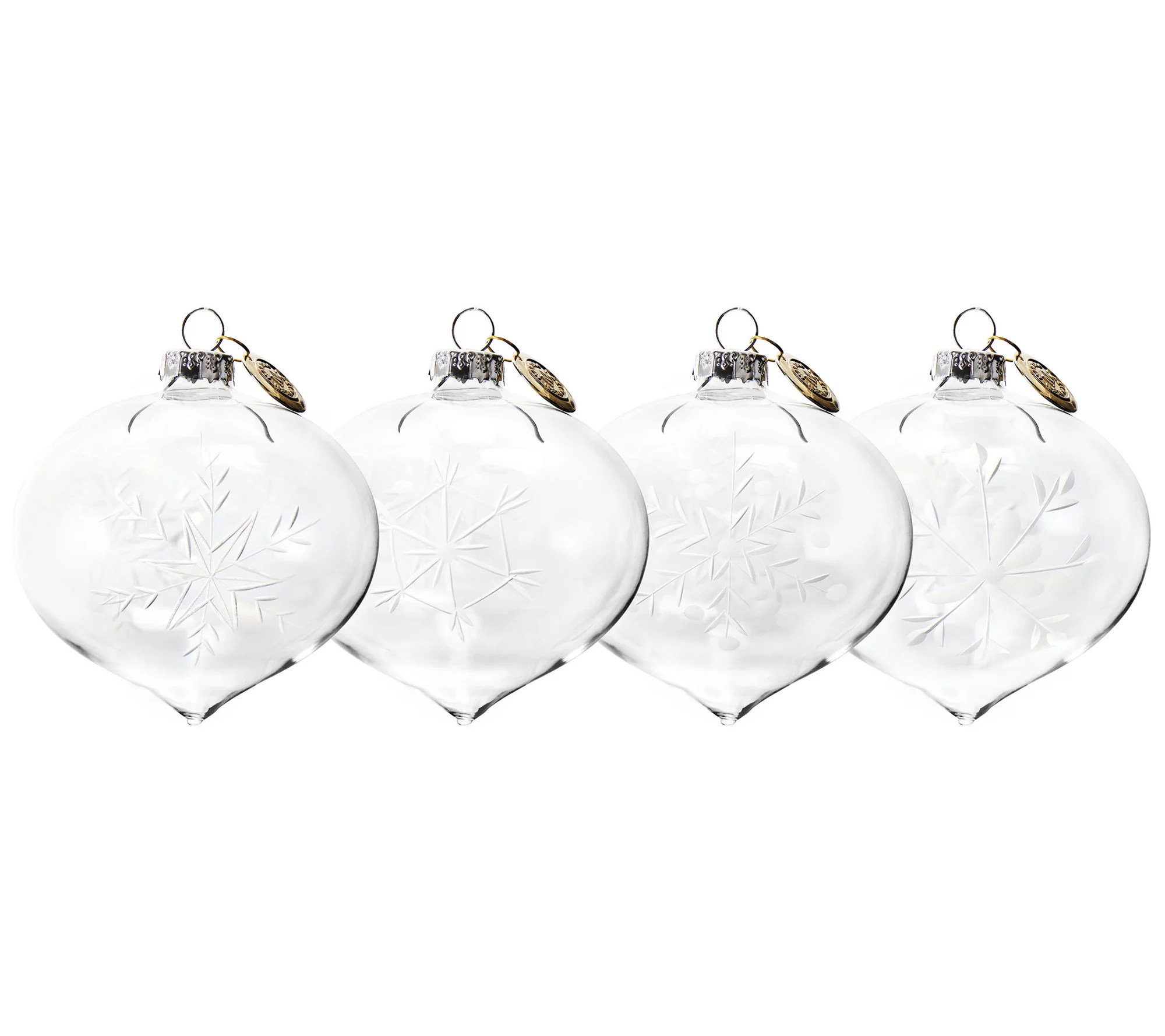 Martha Stewart Holiday Pointy Glass Ball 4 Piece Ornament Set
