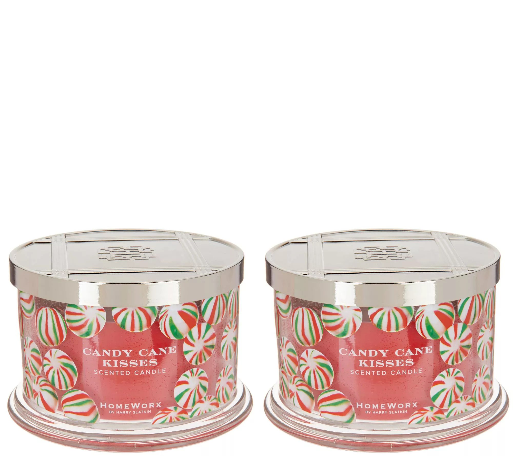 "As Is" HomeWorx by Harry Slatkin 2 Candy Cane Kisses Candles