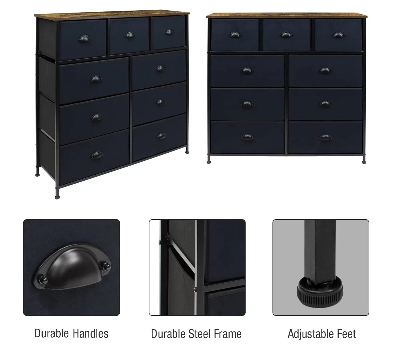 Sorbus 9 Drawers Chest Dresser Barn Wood