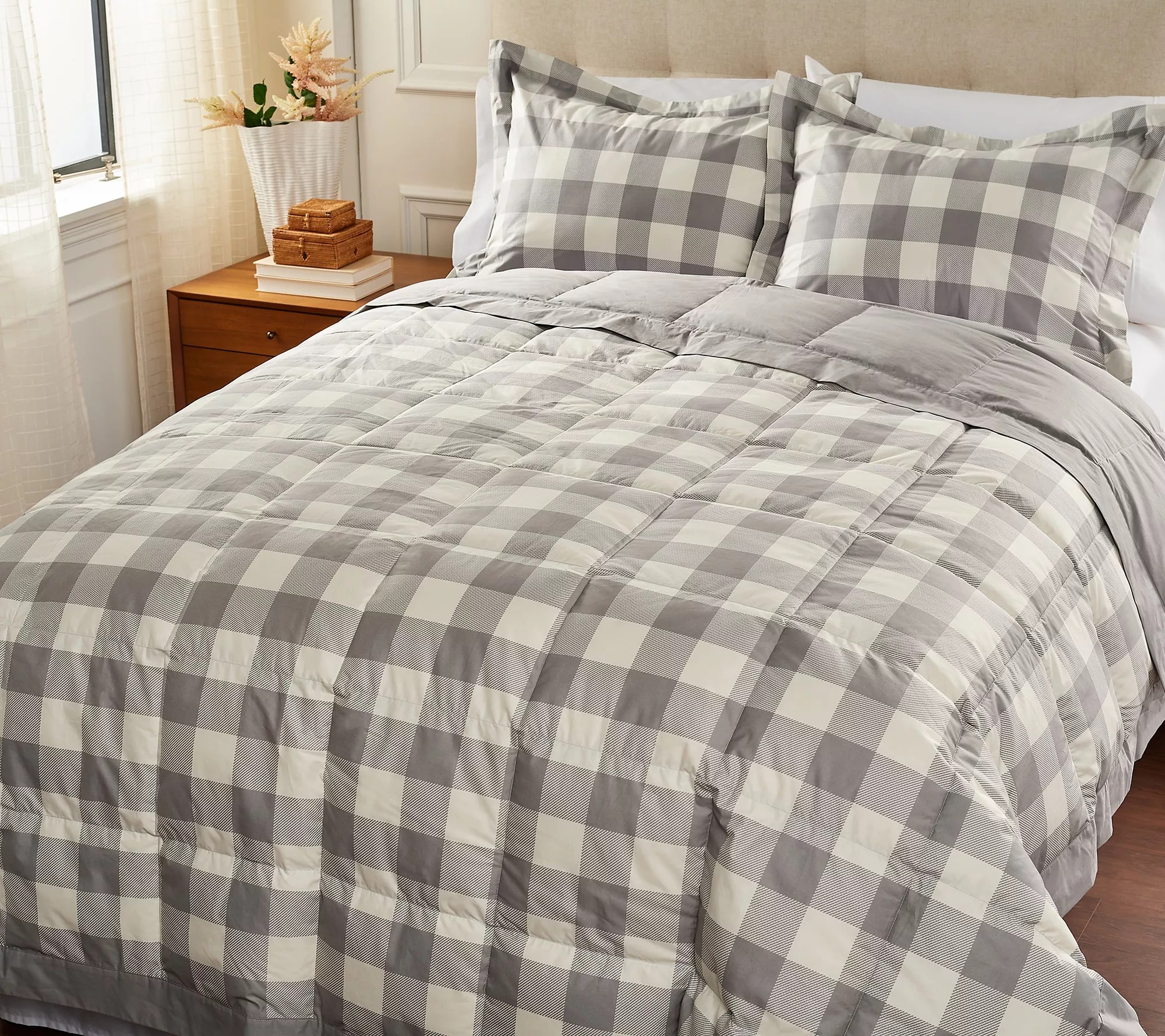 "As Is" Northern Nights 650FP Cotton Plaid Down Blanket King