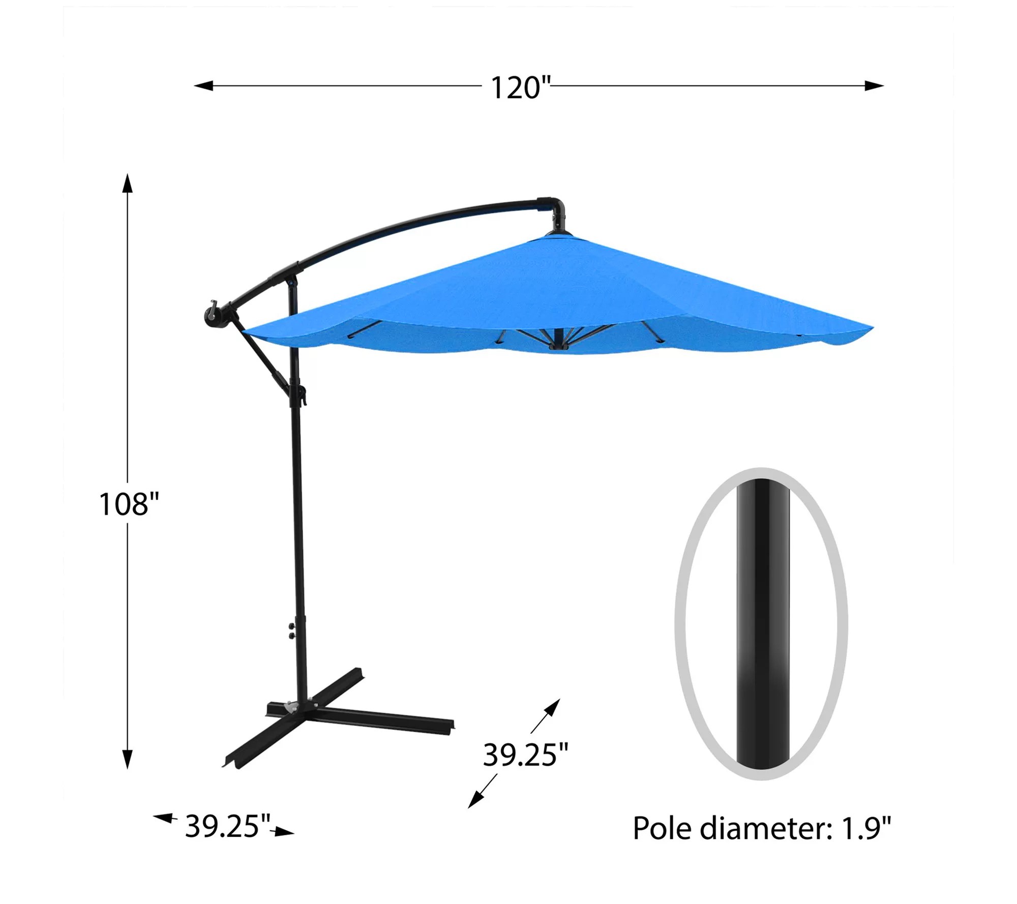 Pure Garden Hanging Cantilever Patio Umbrella
