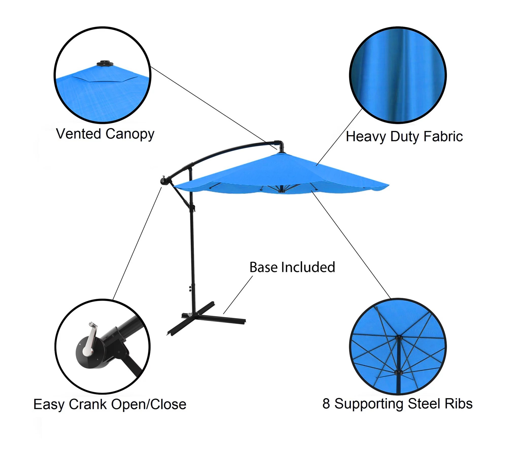 Pure Garden Hanging Cantilever Patio Umbrella
