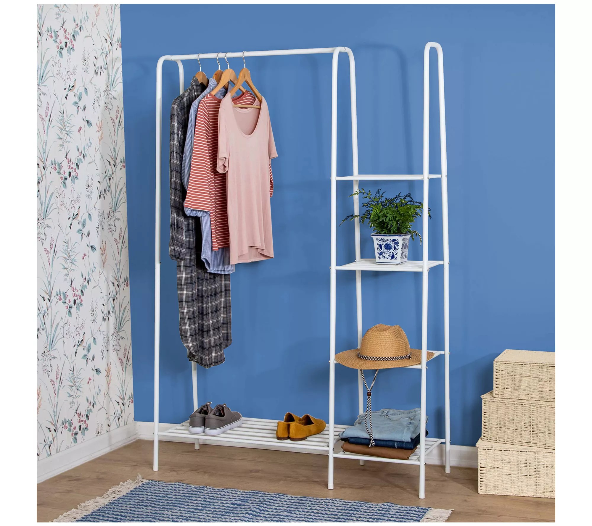 HoneyCanDo Freestanding Closet With Clothes Rack