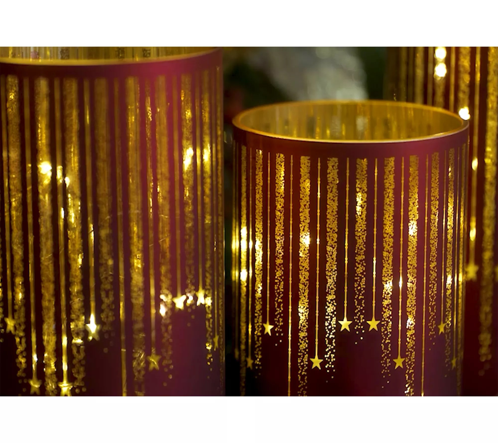 "As Is" Set of 3 Illuminated Starry Night Hurricanes by Valerie