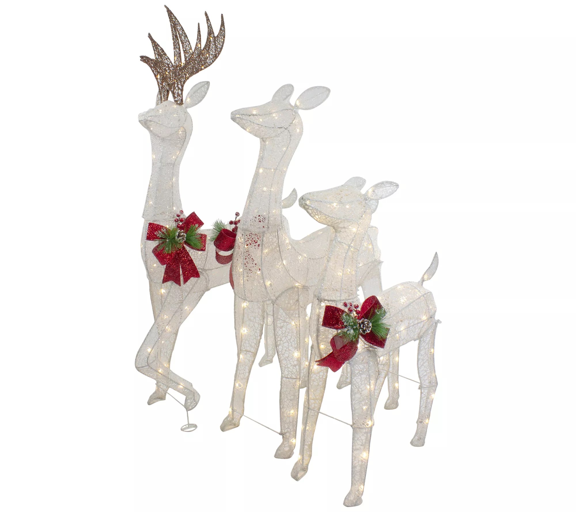 Northlgiht S/3 LED Lighted Glittered Reindeer Family