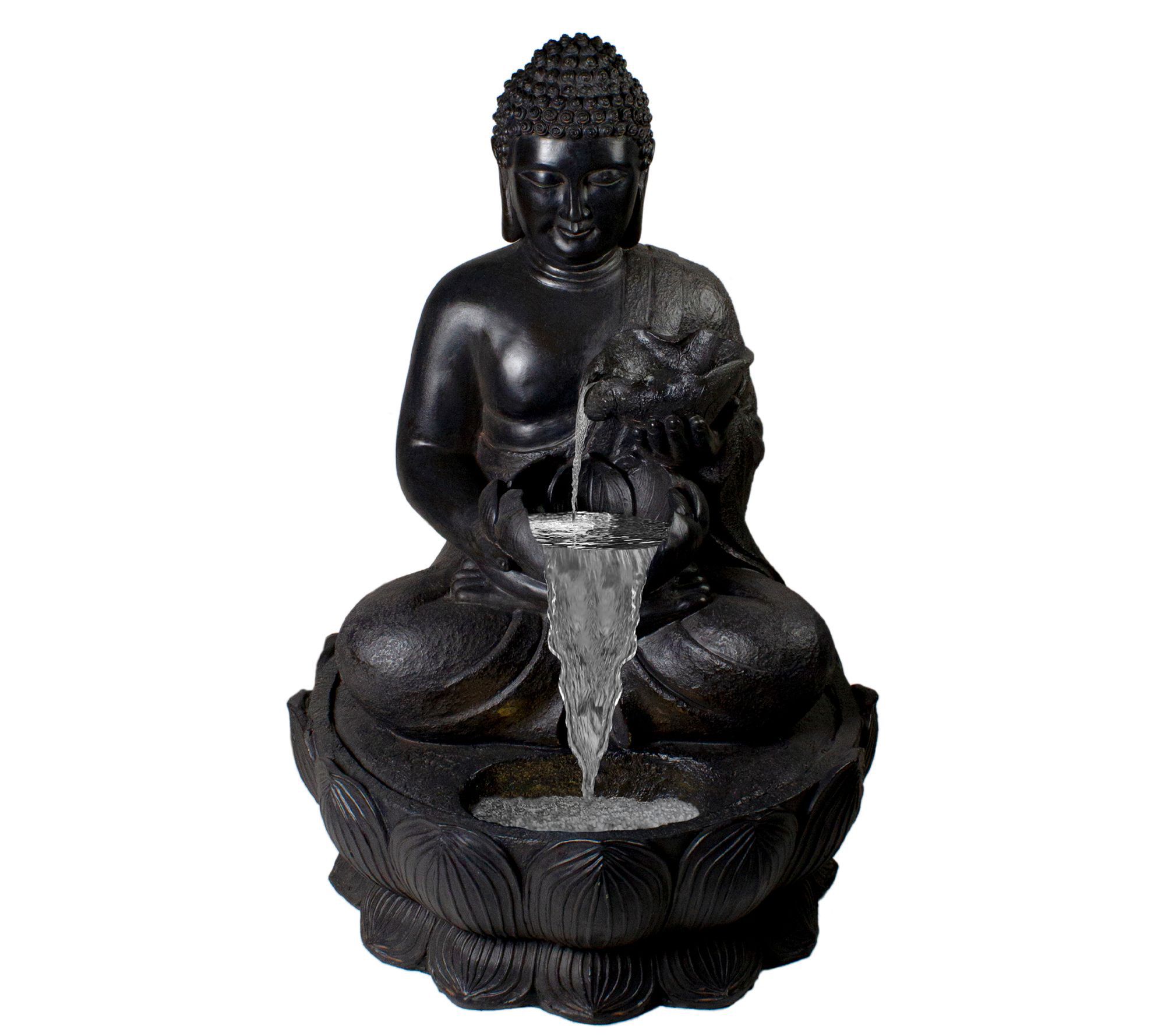 Northlight 31.5" Black Buddha in Flower Garden Water Fountain