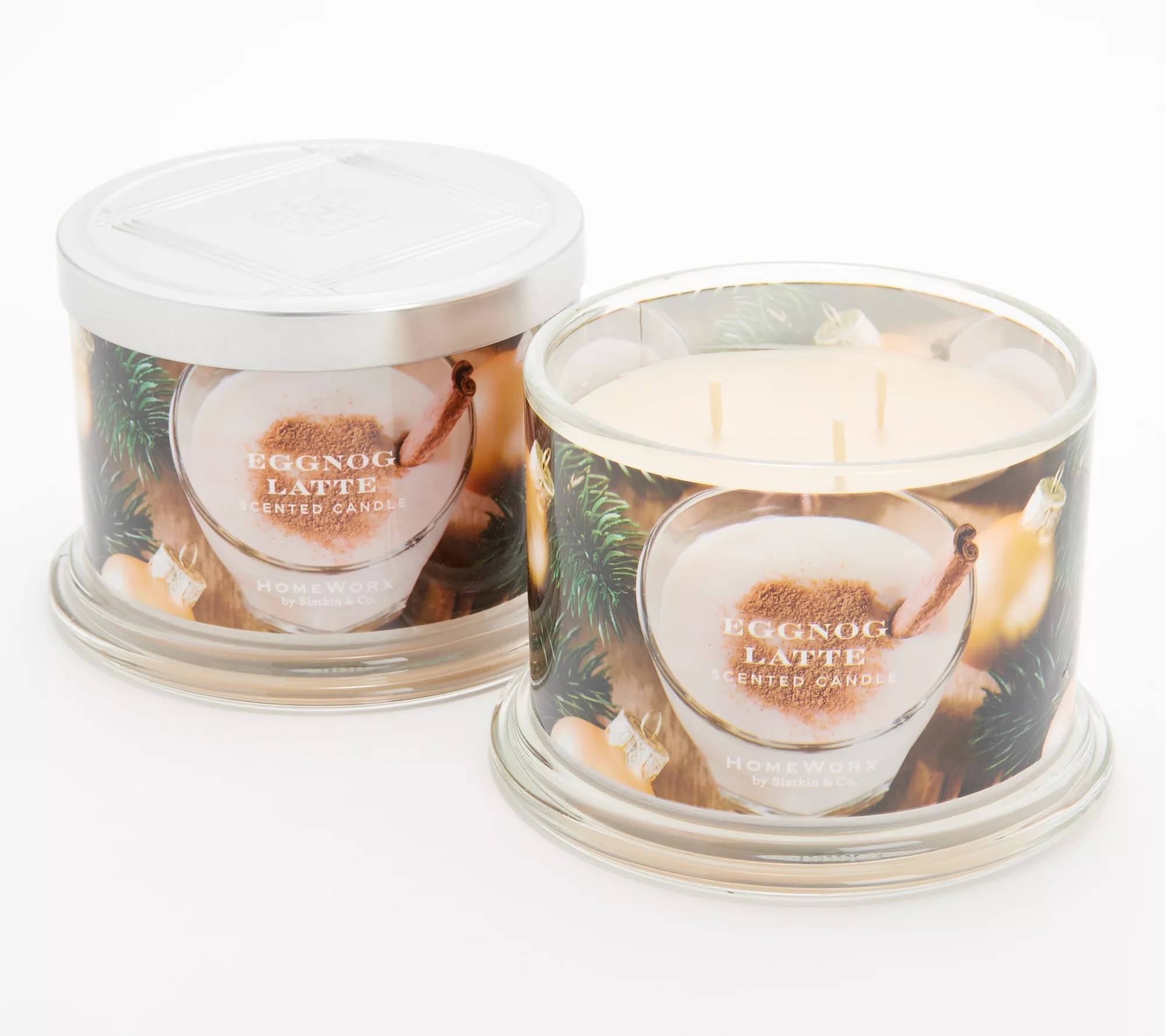 "As Is"HomeWorx by Slatkin & Co S/2 14oz Eggnog Latte Candles