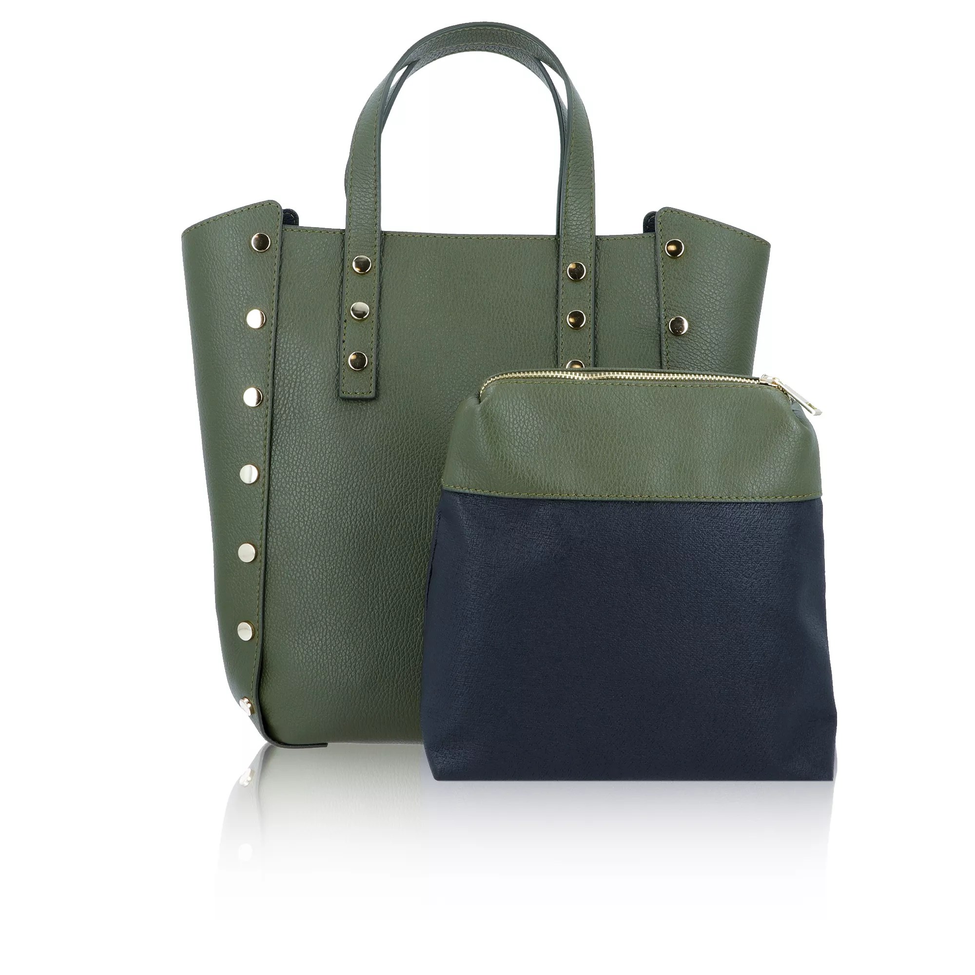 Le Corone Bags Borsa Ferruccia in pelle con borchie QVC Italia