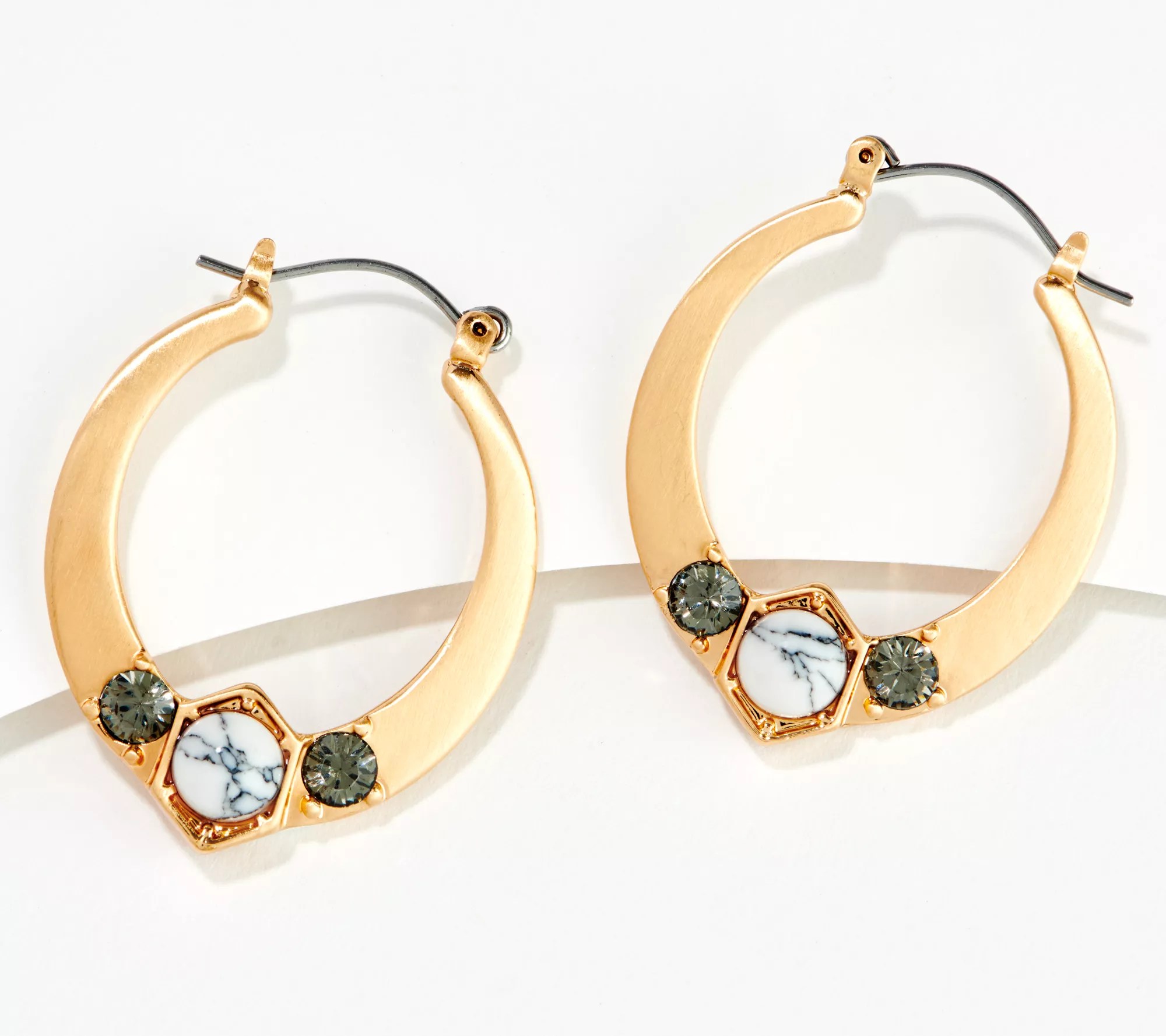 Susan Graver Cabochon Hoop Earrings