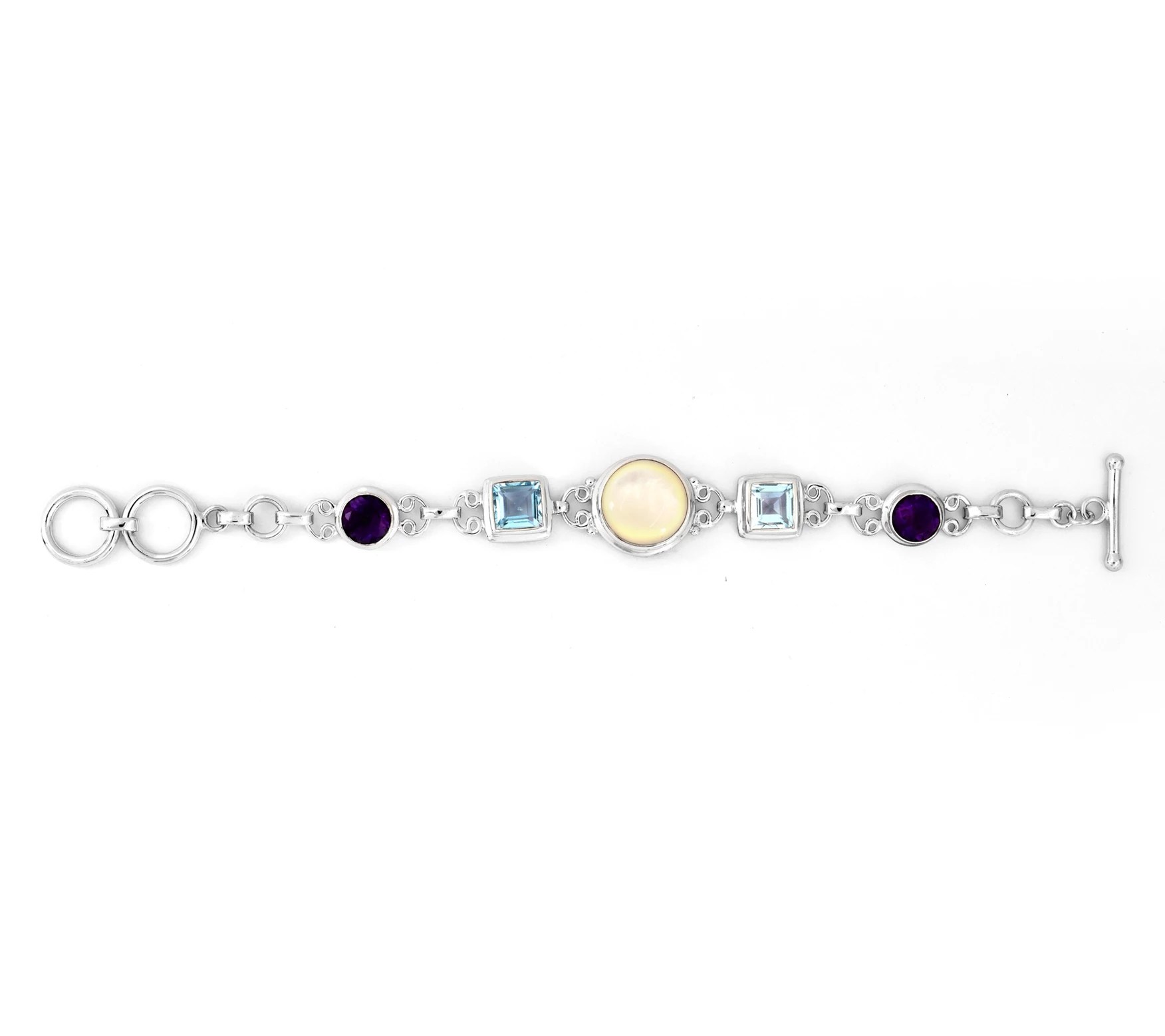 Sterling Silver MultiGemstone TBar Bracelet