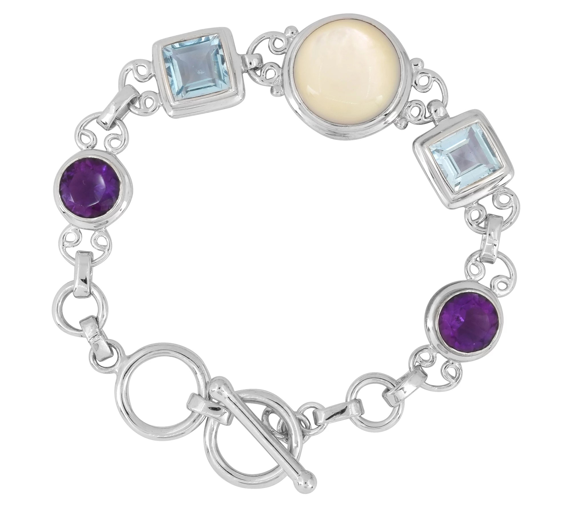 Sterling Silver MultiGemstone TBar Bracelet